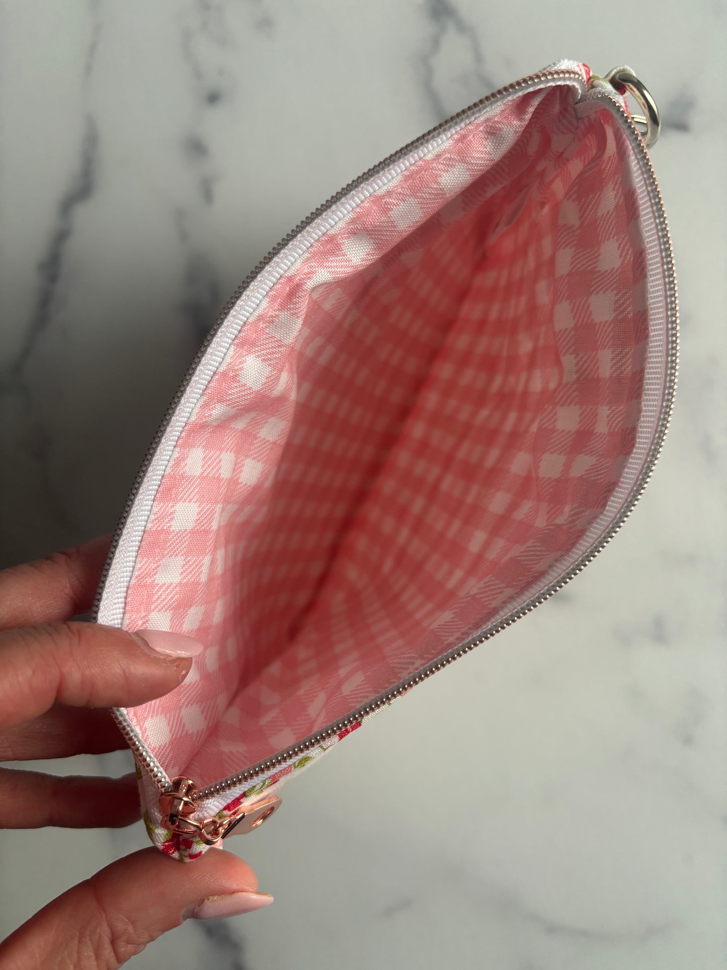 Sunday Stroll Freshly Cut Floral Stripe in Red - Zippered Pouch (Medium Sized)
