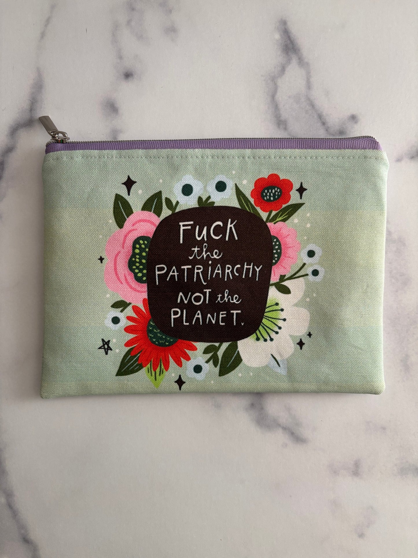 Fuck the Patriarchy Not the Planet - Sweary Zippered Pouch (Medium Sized)
