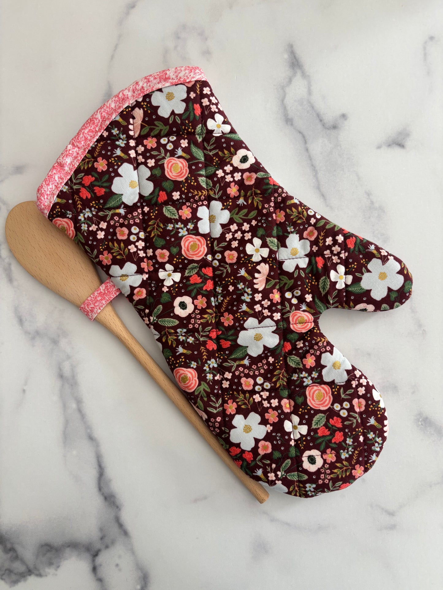Wild Rose Burgundy - Oven Mitt