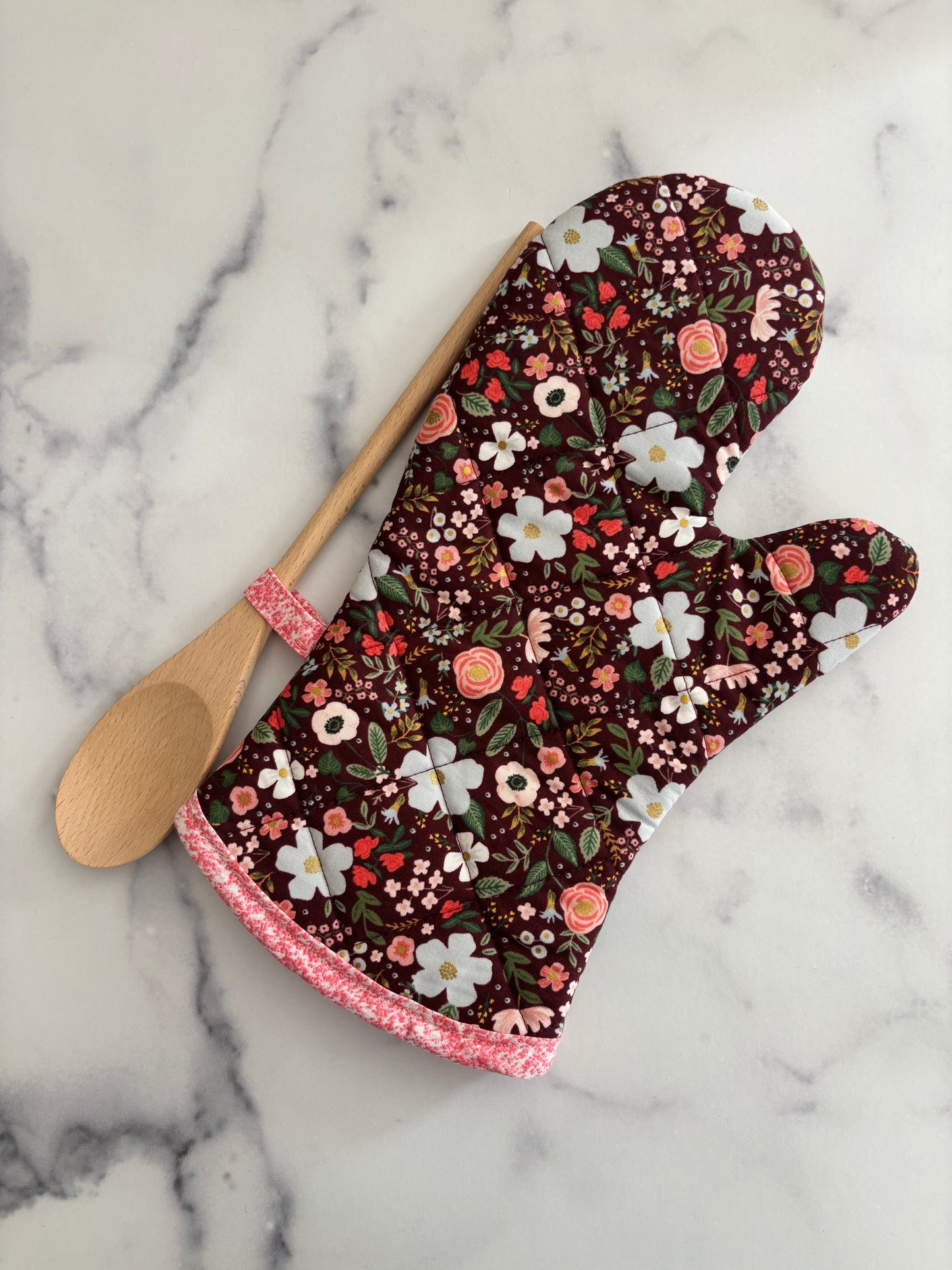 Wild Rose Burgundy - Oven Mitt
