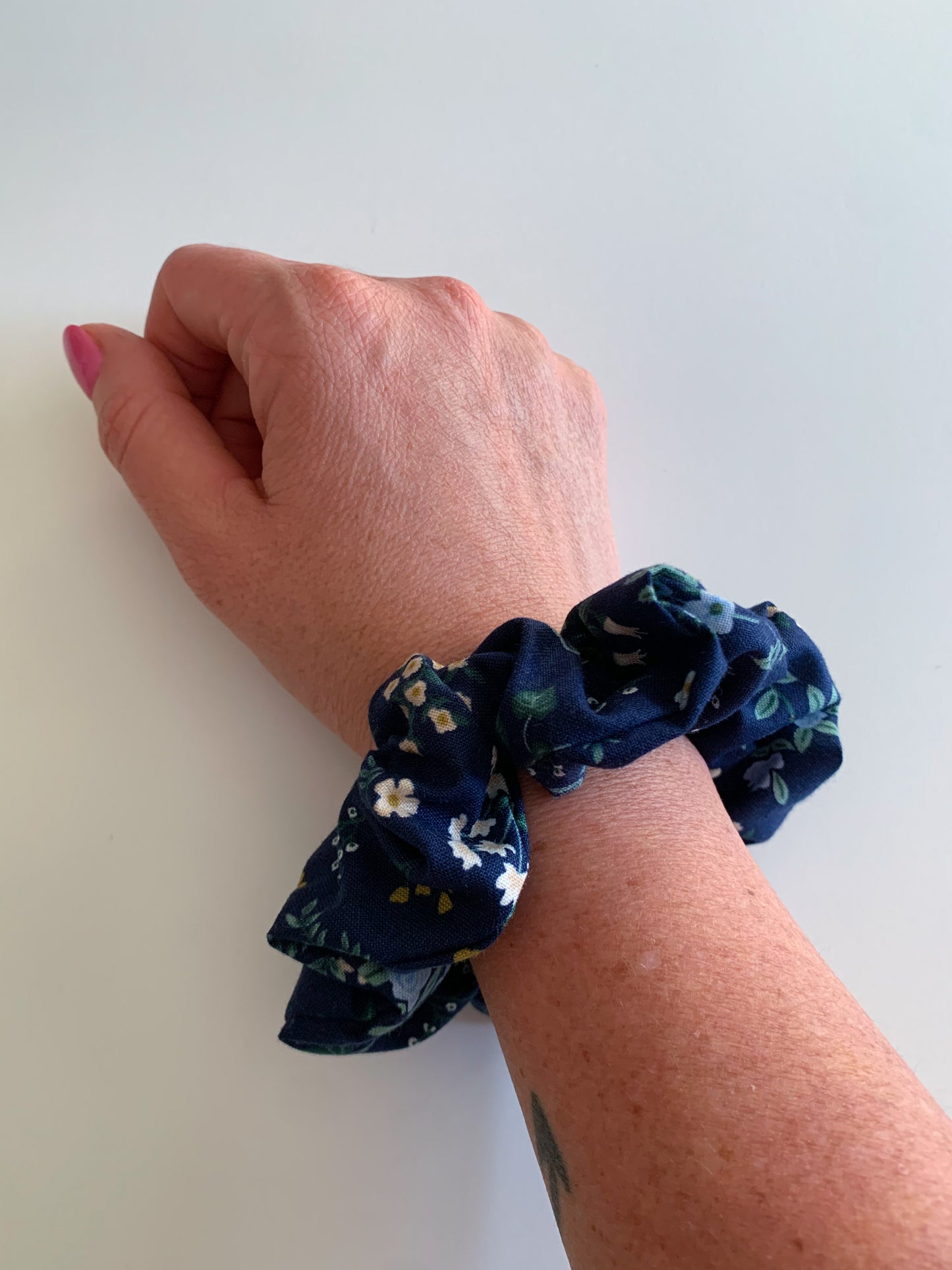 Hawthorne Navy - Cotton Scrunchie