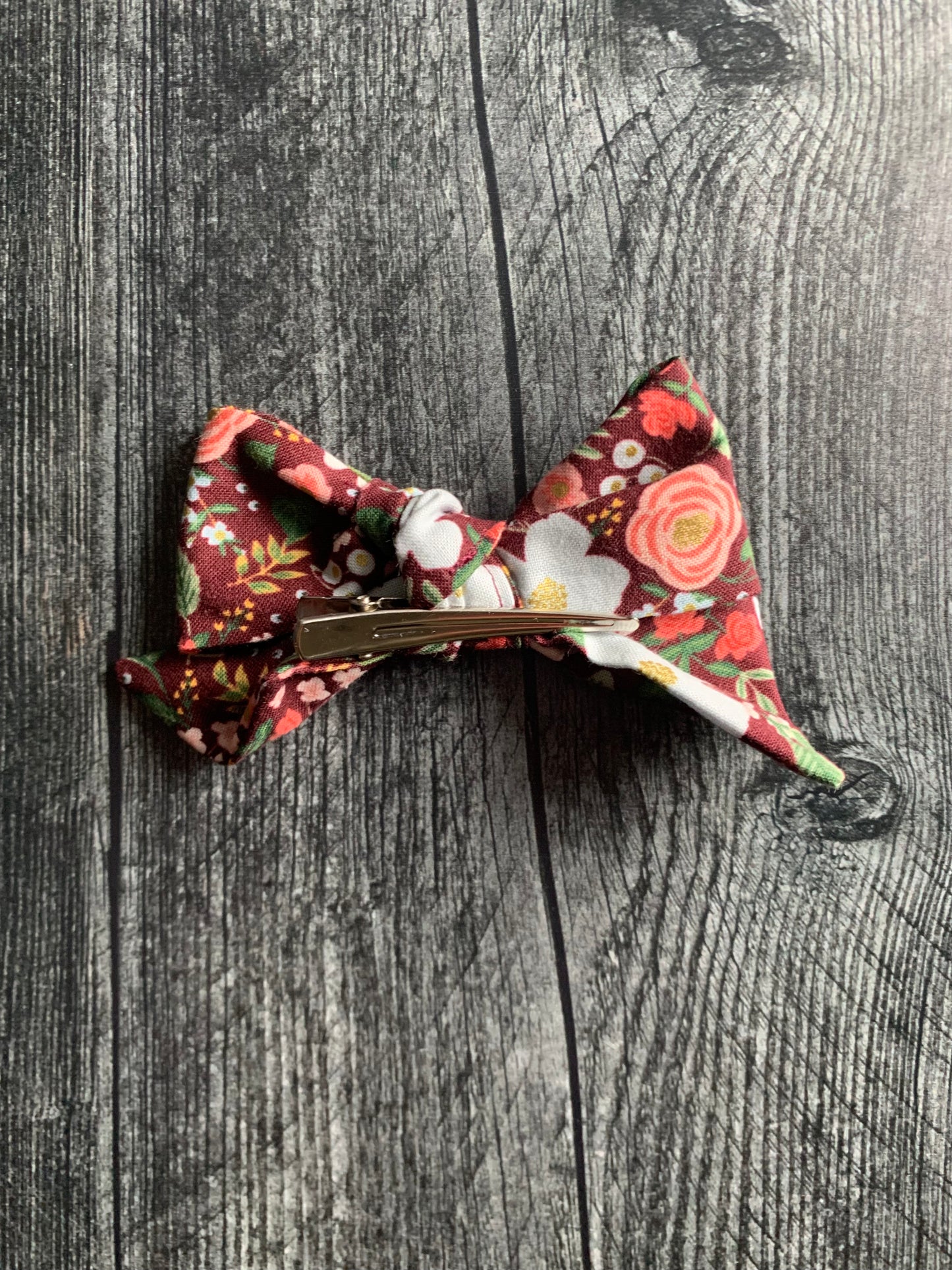 Wild Rose in Burgundy - Hair Bows