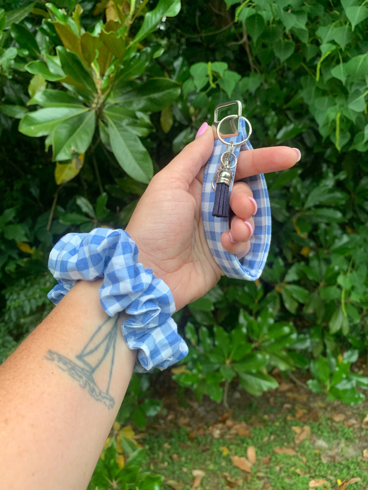 Gingham Baby Blue - Key Chain