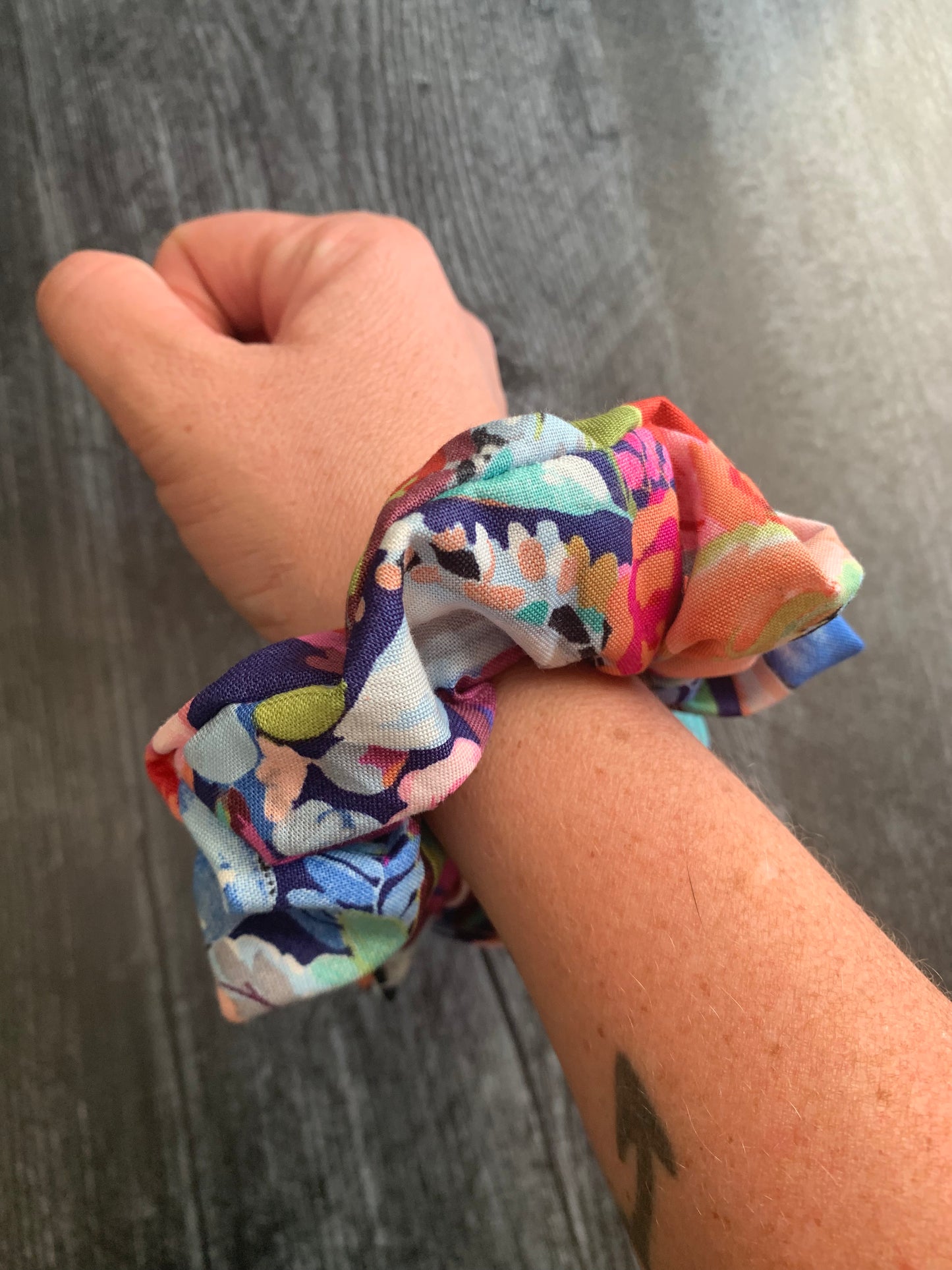 Blissful Blooms in Navy - Cotton Scrunchie