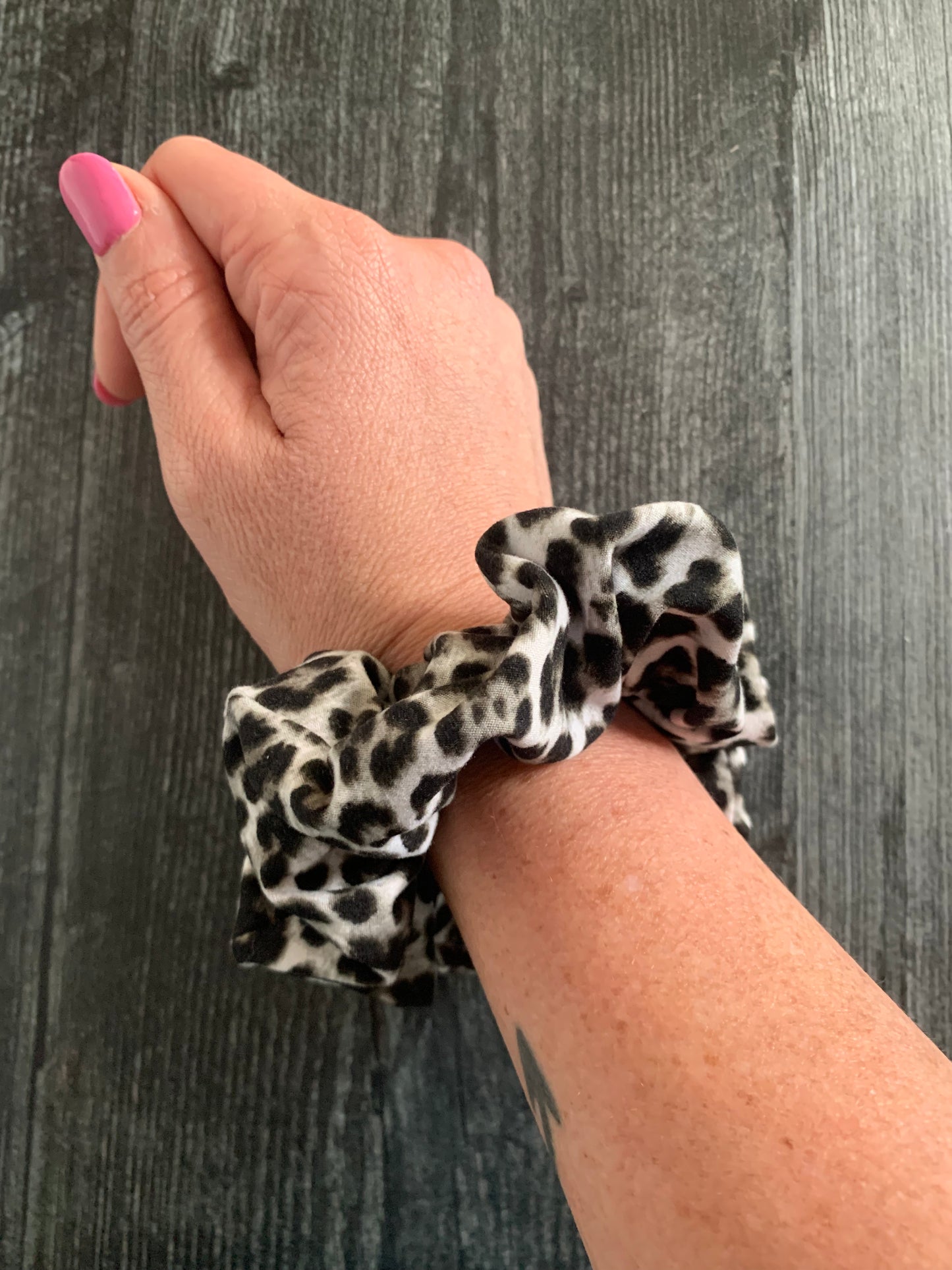 Gray Animal Print - Knit Scrunchie