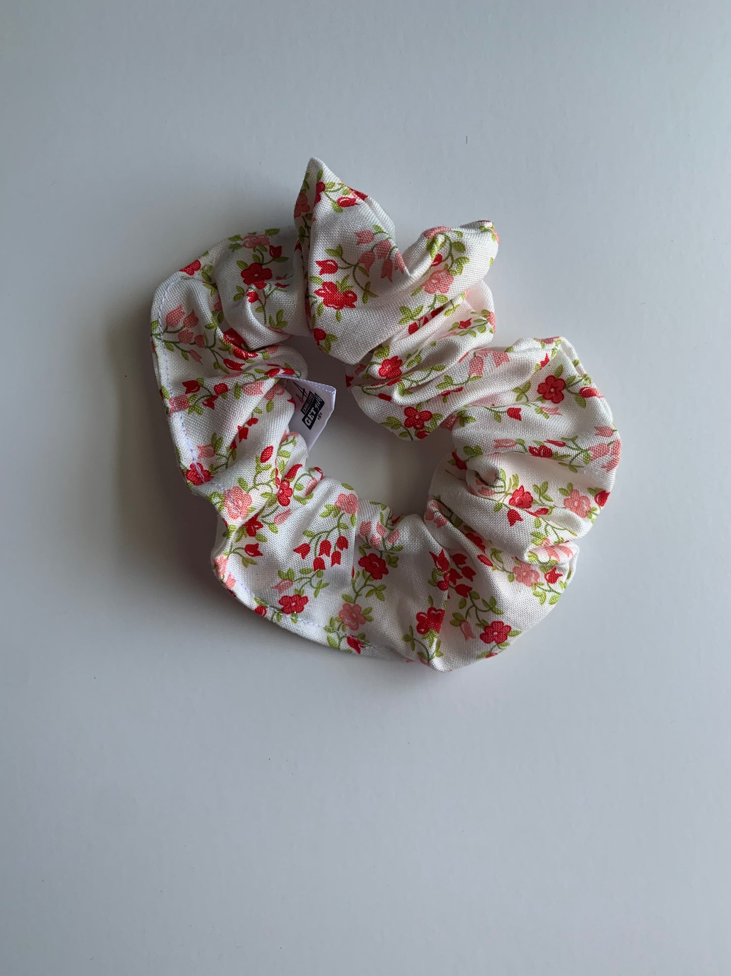 Sunday Stroll Freshly Cut Floral Stripe in Red - Cotton Scrunchie
