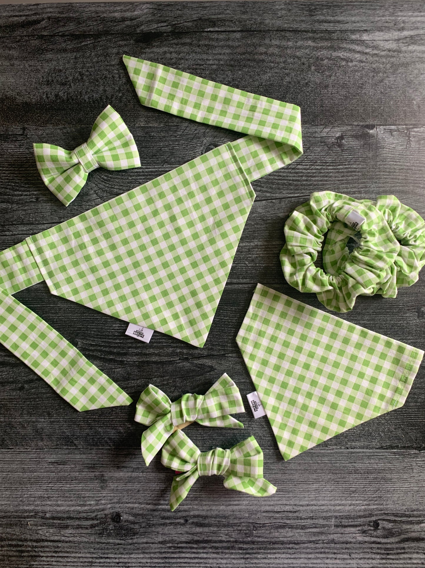 Light Green Gingham - Cotton Scrunchie