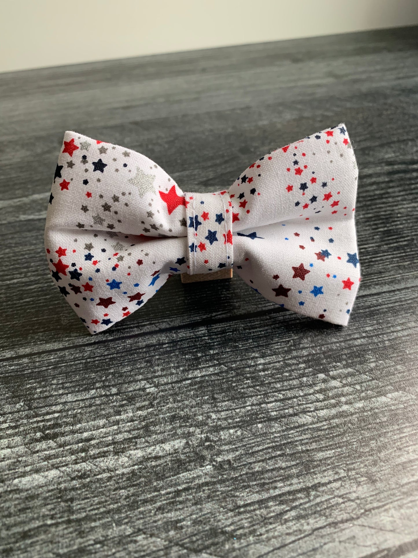 Patriotic Stars on White - Pet Bow Tie