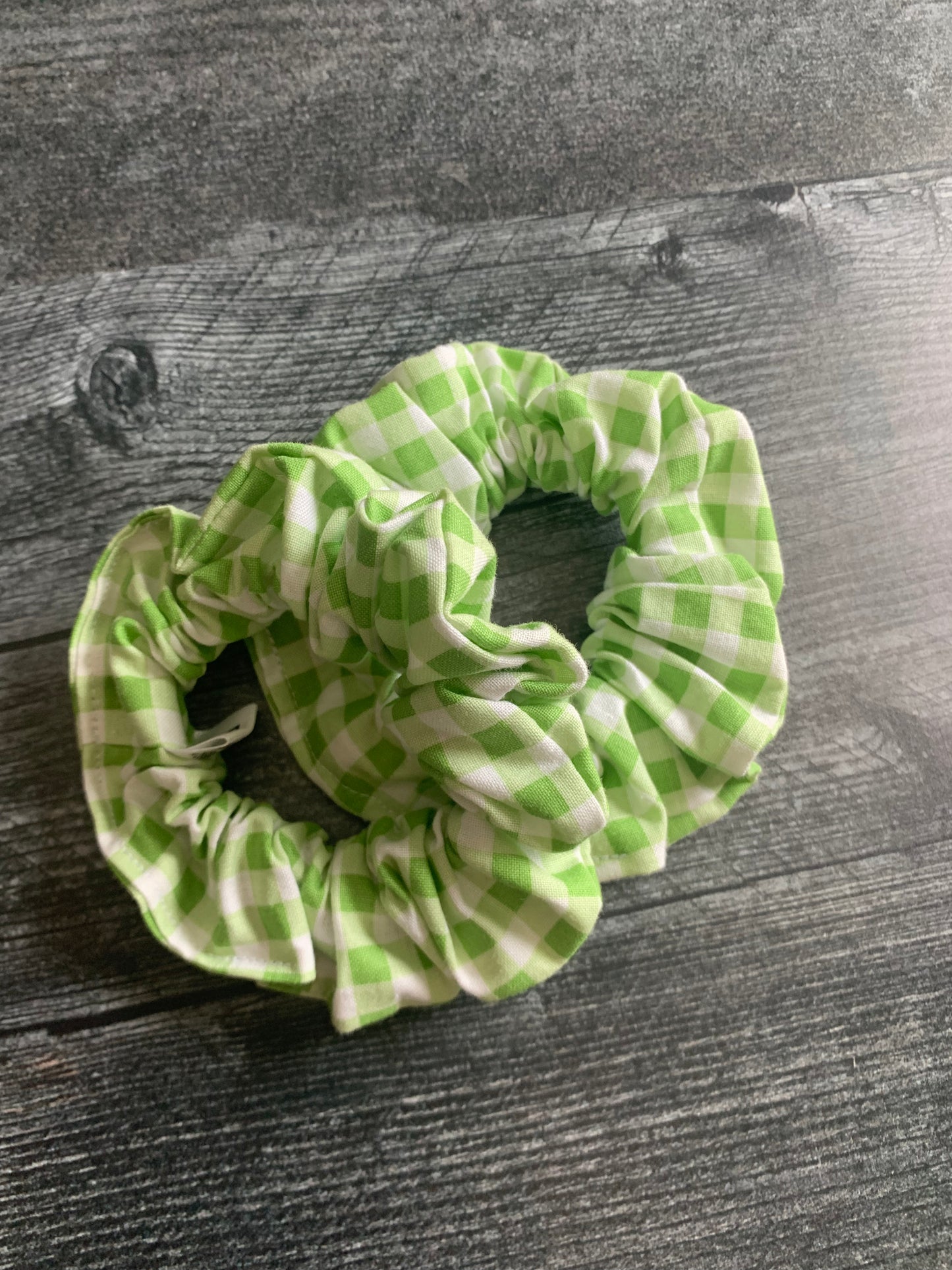 Light Green Gingham - Cotton Scrunchie