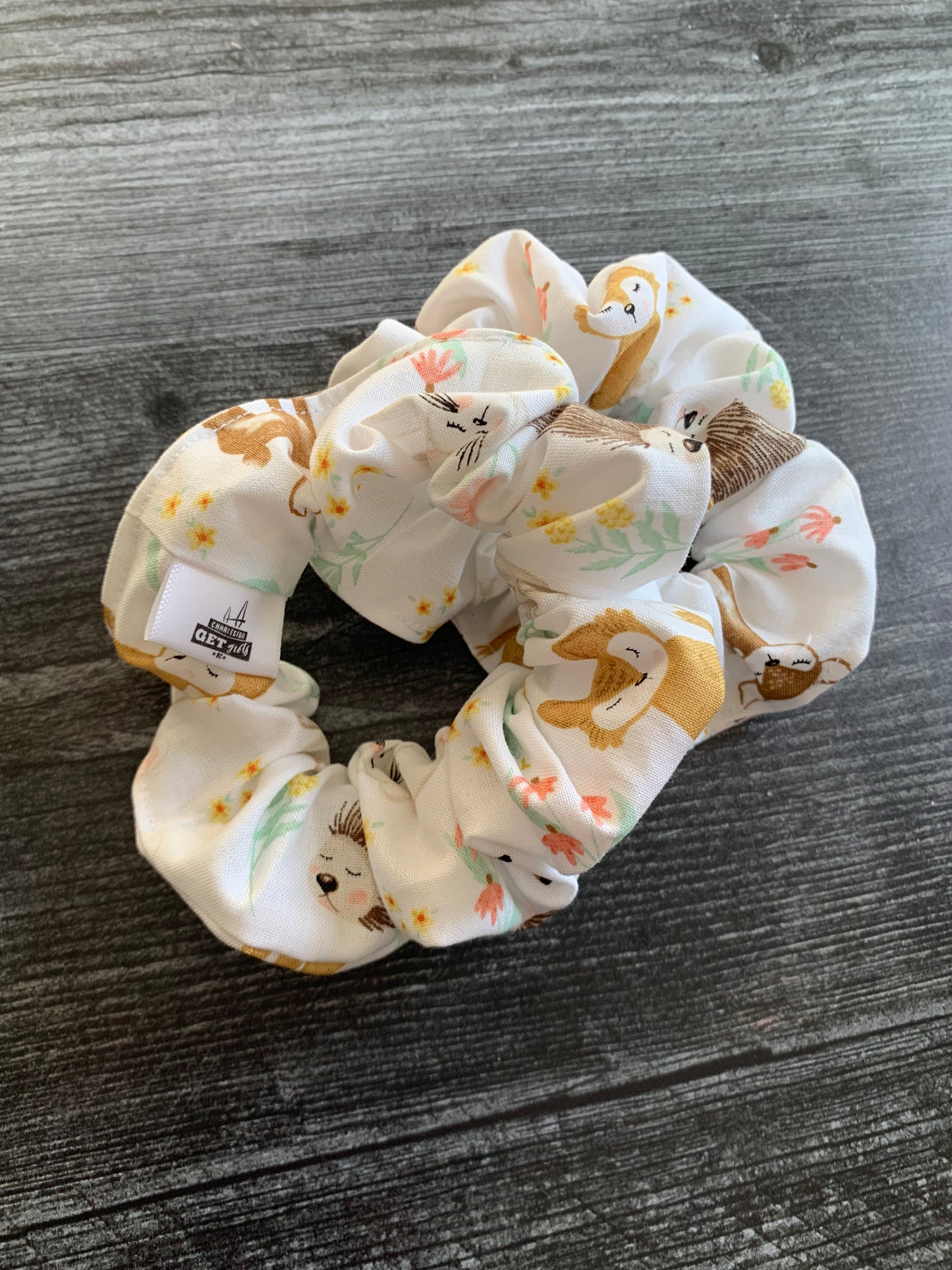 Sleepy Woodland Animals - Cotton Scrunchie