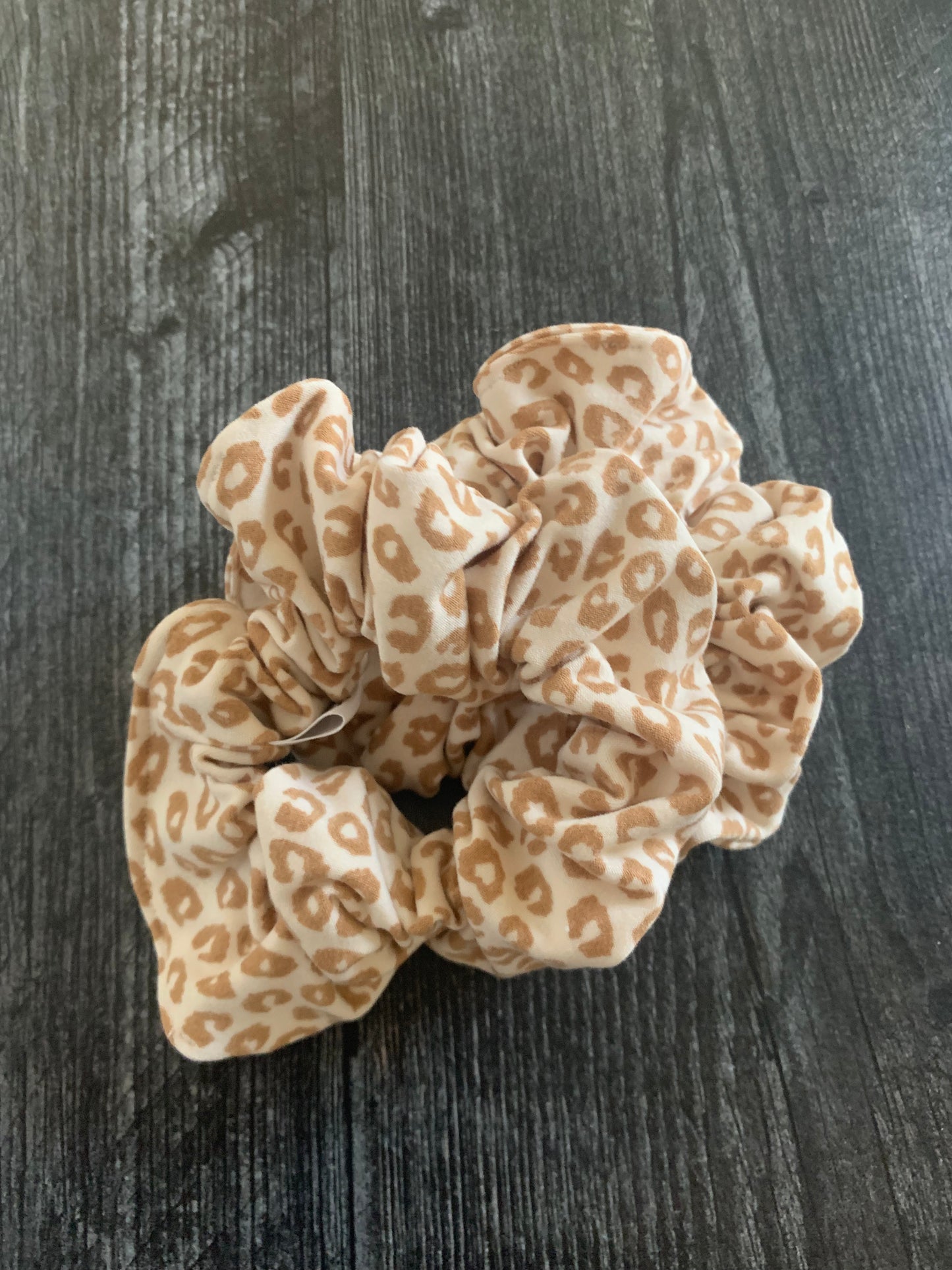 Tan Animal Print - Knit Scrunchie