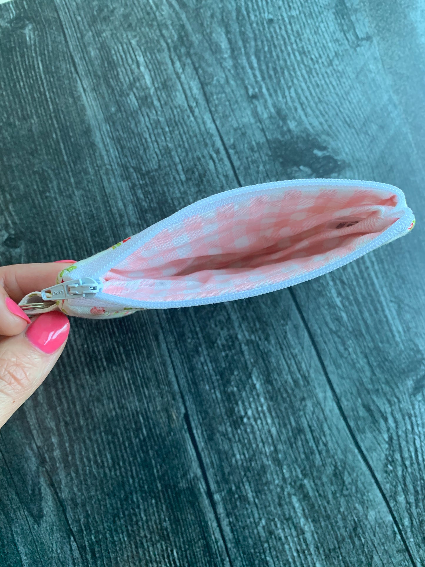 Sunday Stroll Freshly Cut Floral Stripe in Red - Lanyard/Keychain Wallet
