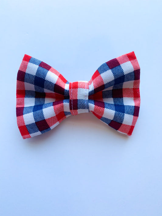 Red, White, and Blue Gingham - Pet Bow Tie