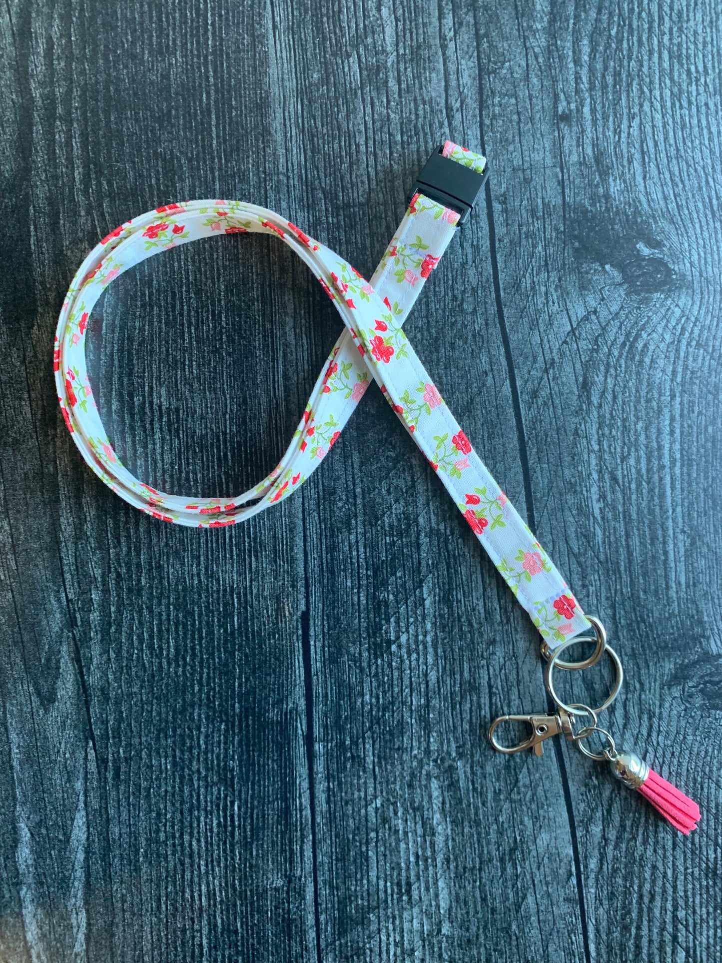 Sunday Stroll Freshly Cut Floral Stripe in Red - Lanyard