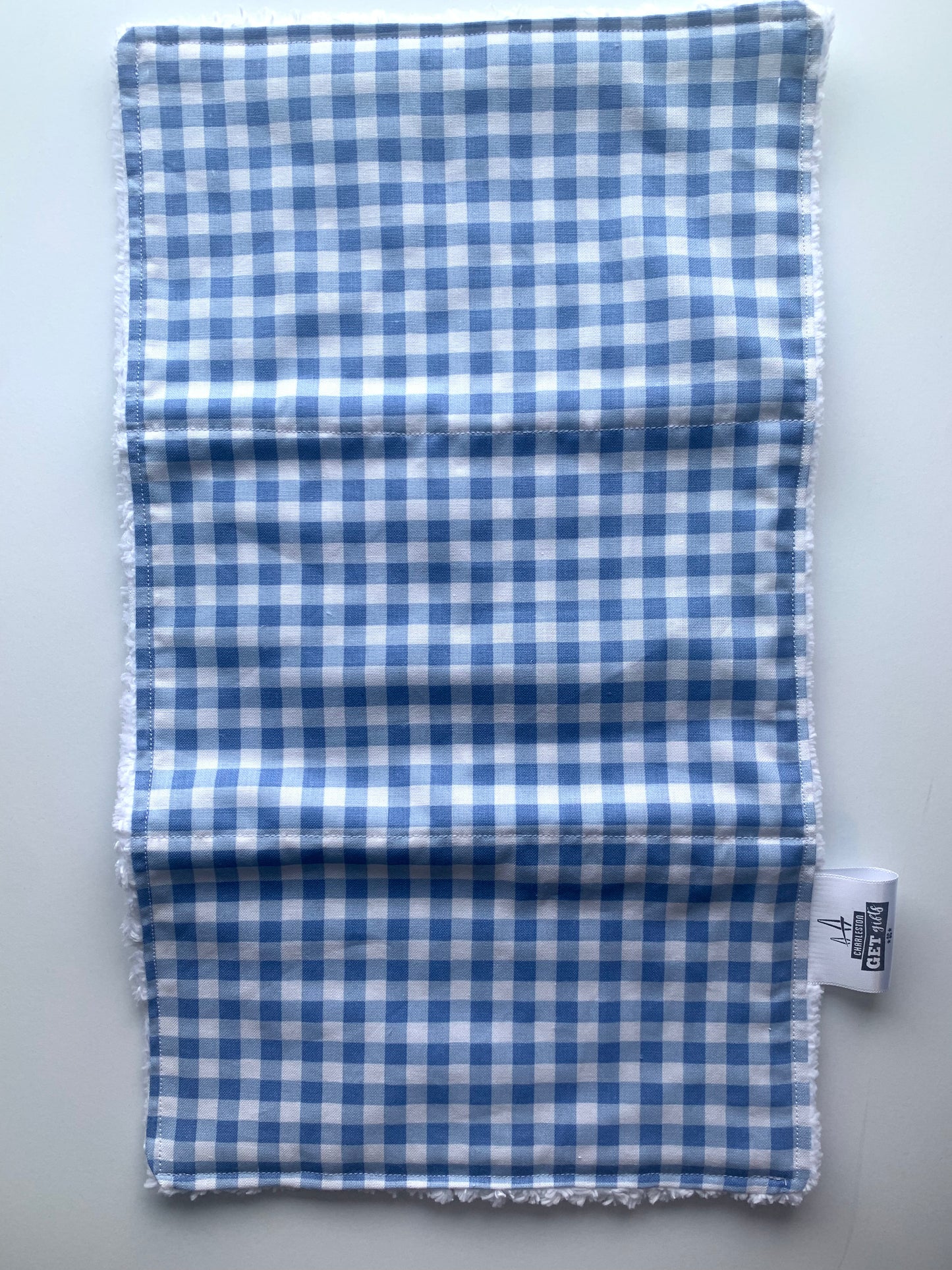 Gingham Light Gray, Baby Blue, and Navy Blue - Burp Cloths Set