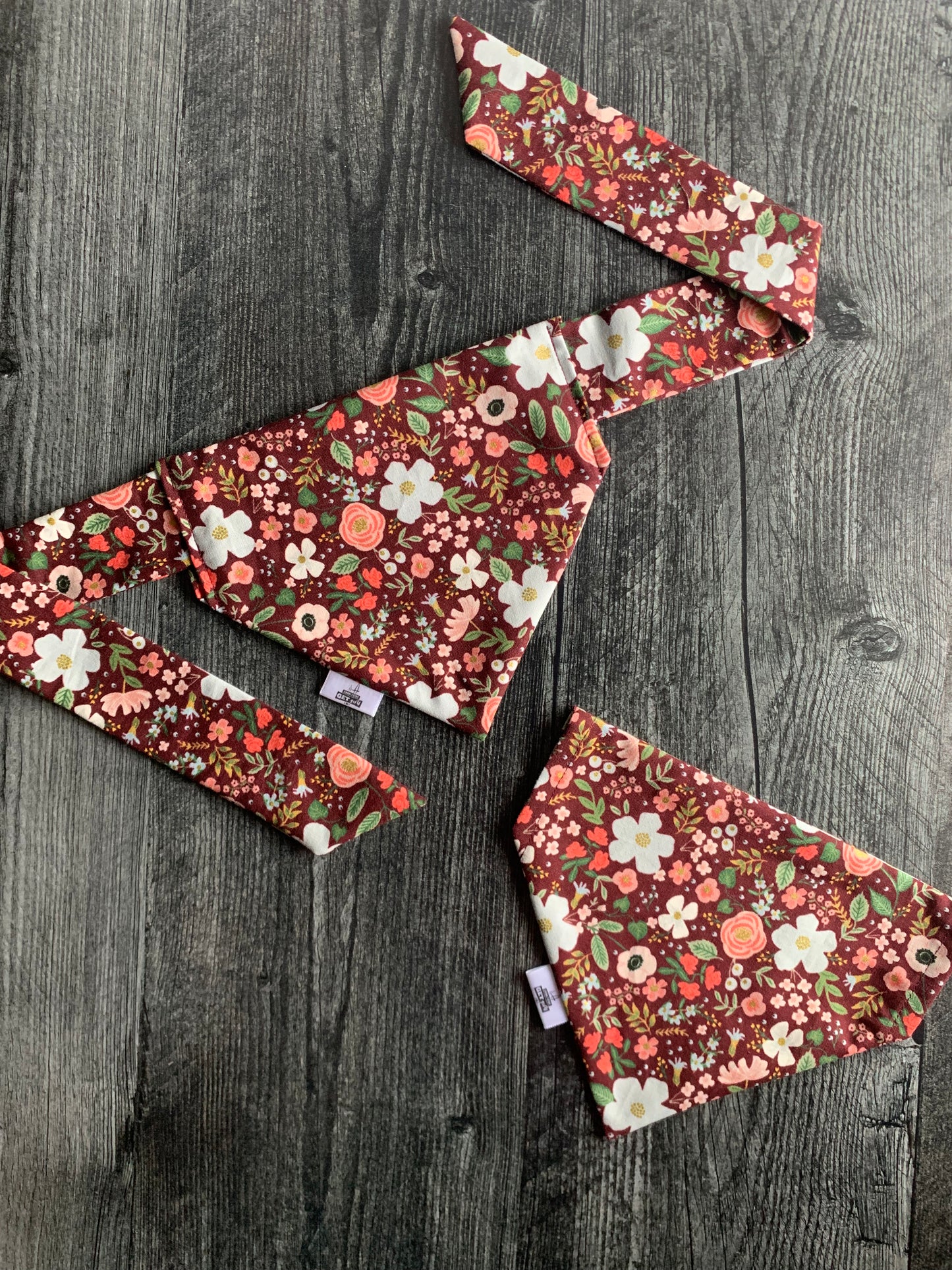 SALE - Wild Rose in Burgundy - Pet Bandana