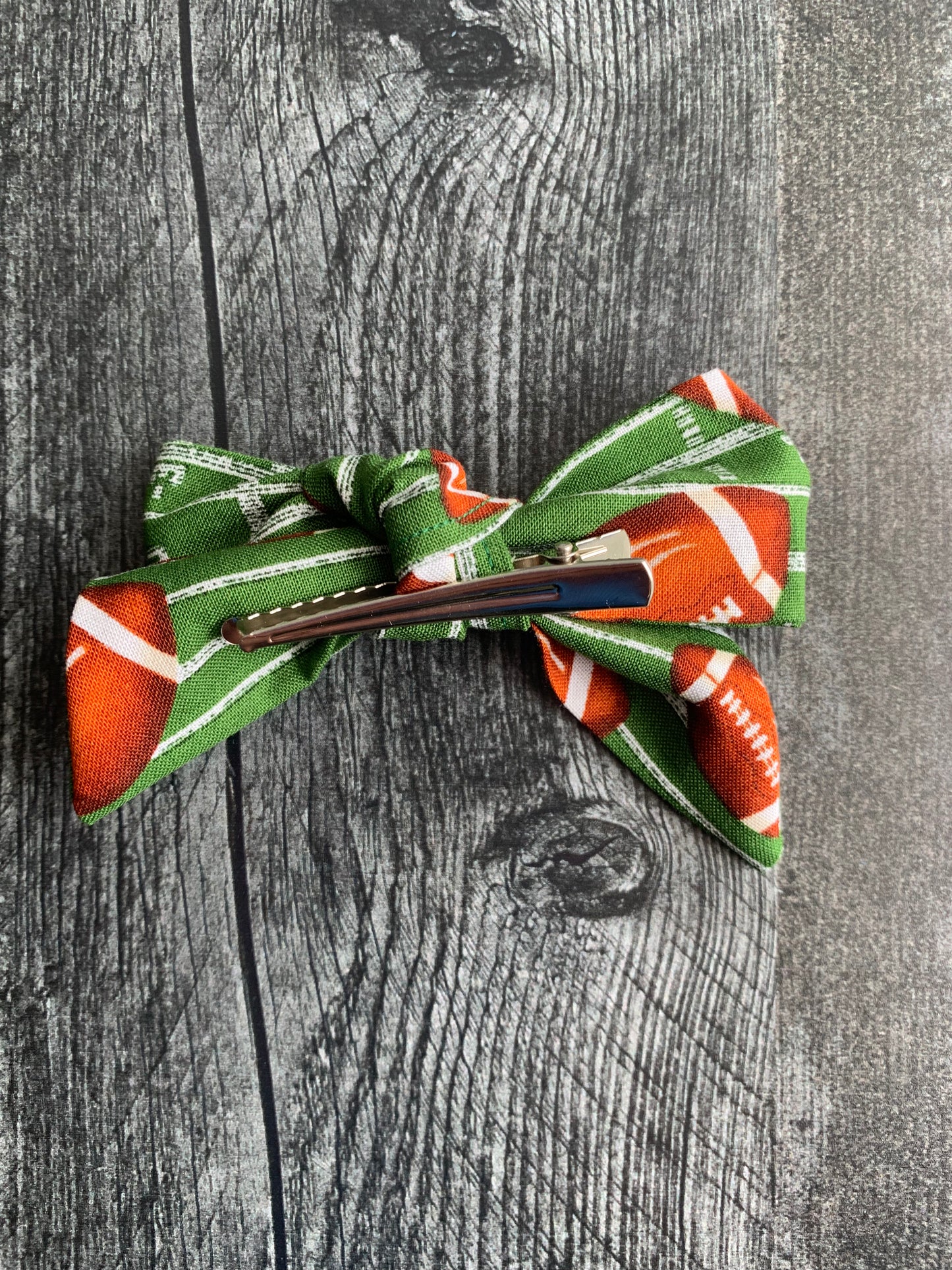 Footballs on Green - Hair Bows