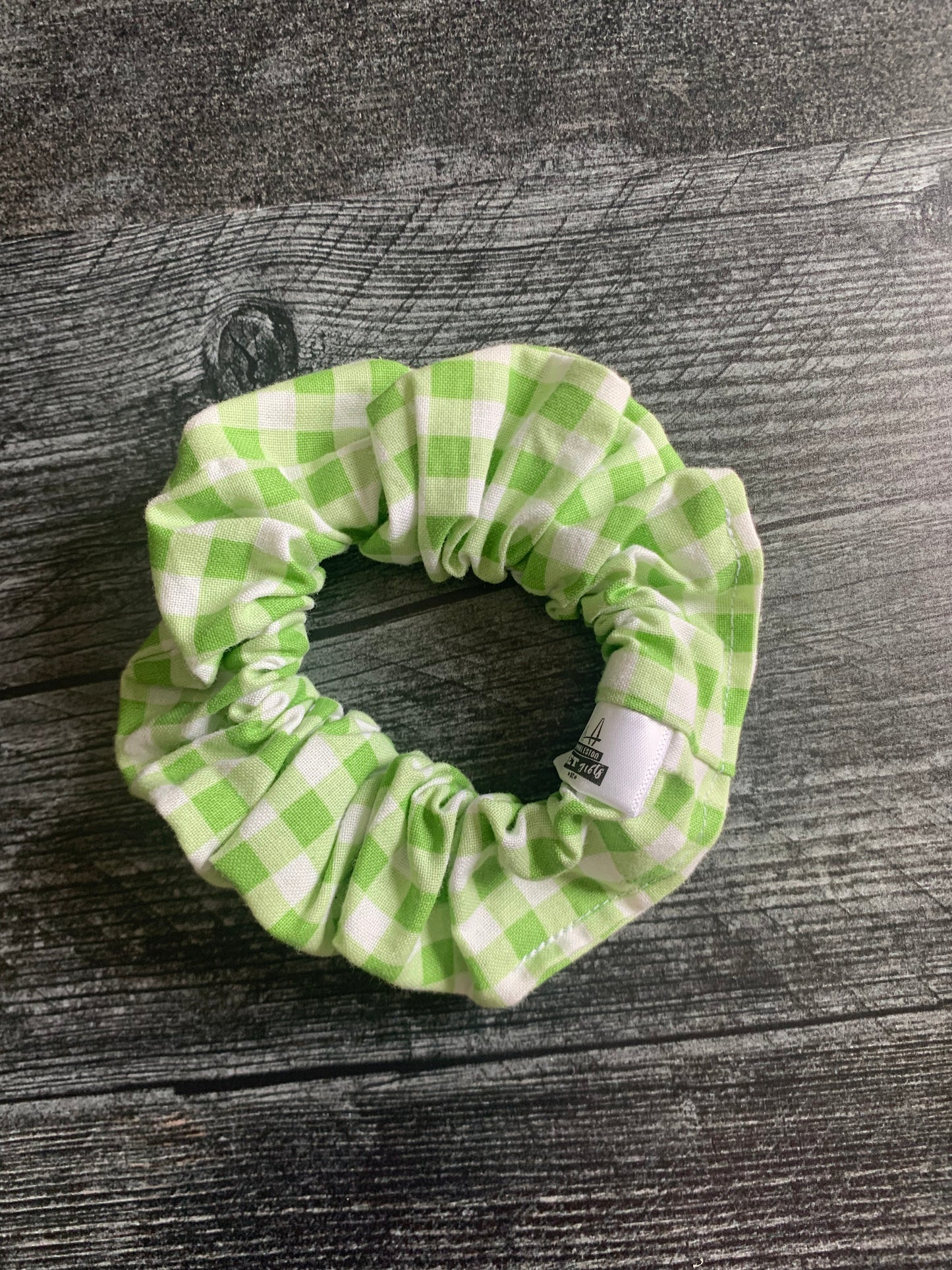 Light Green Gingham - Cotton Scrunchie