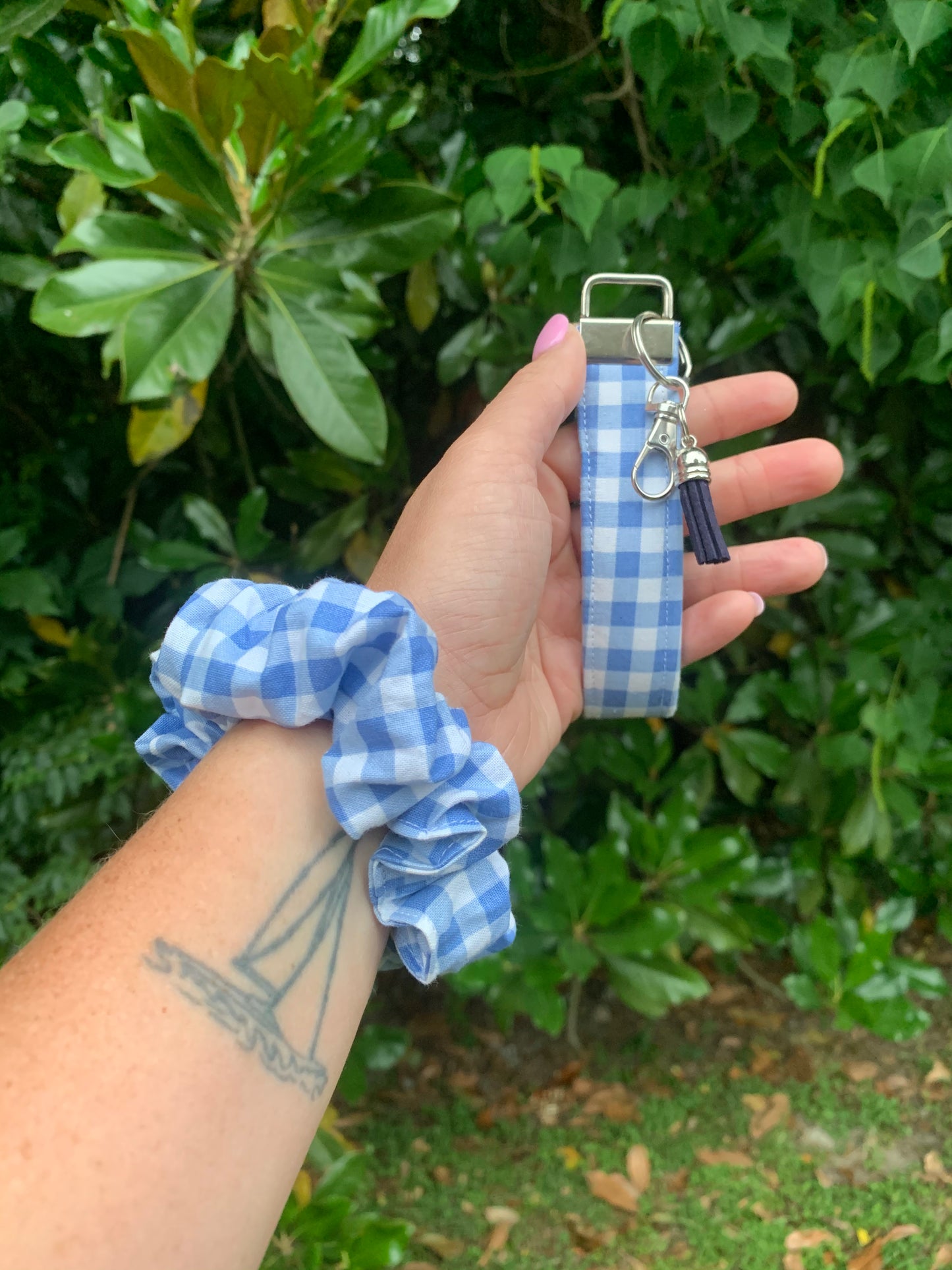 Gingham Baby Blue - Key Chain