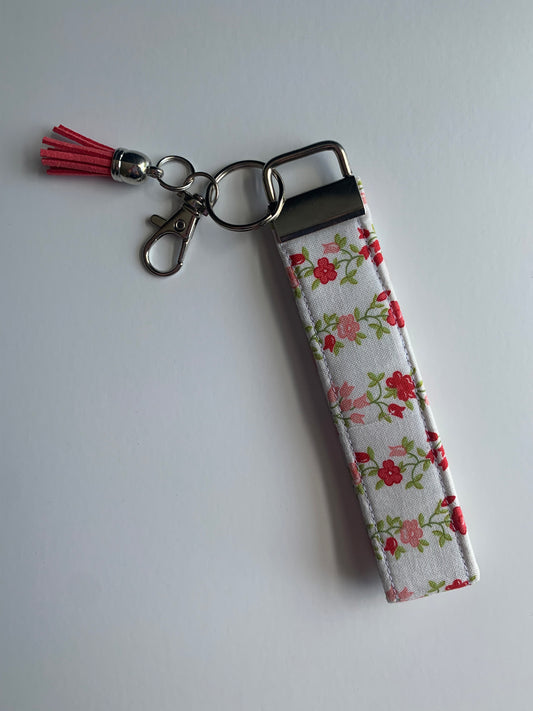 Sunday Stroll Freshly Cut Floral Stripe in Red - Keychain