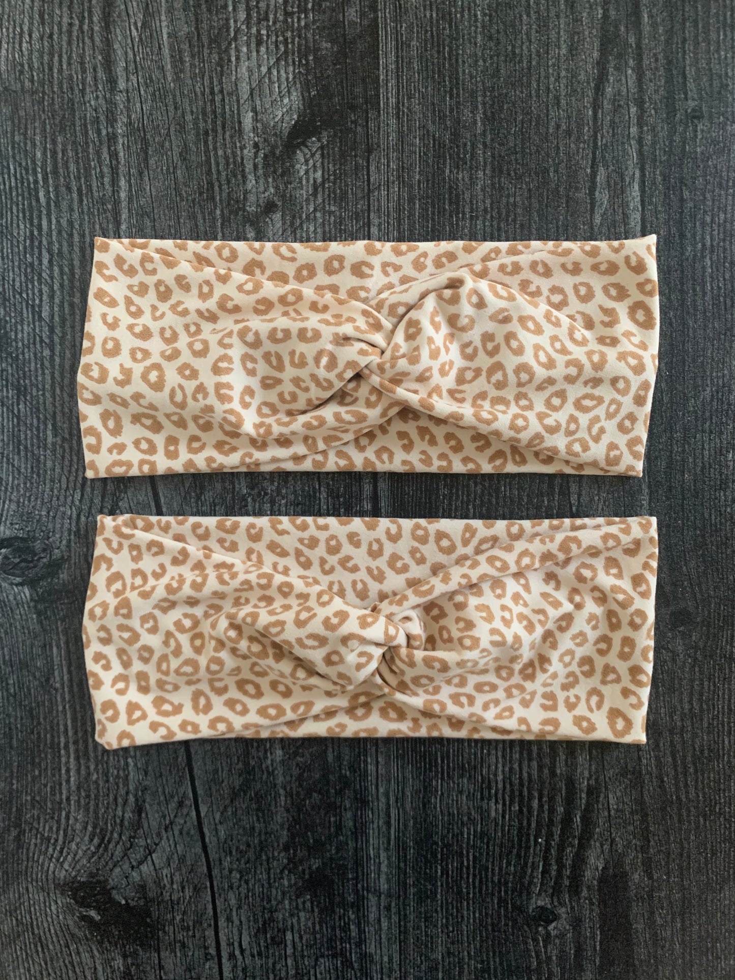 Tan Animal Print - Twisted Knit Headbands