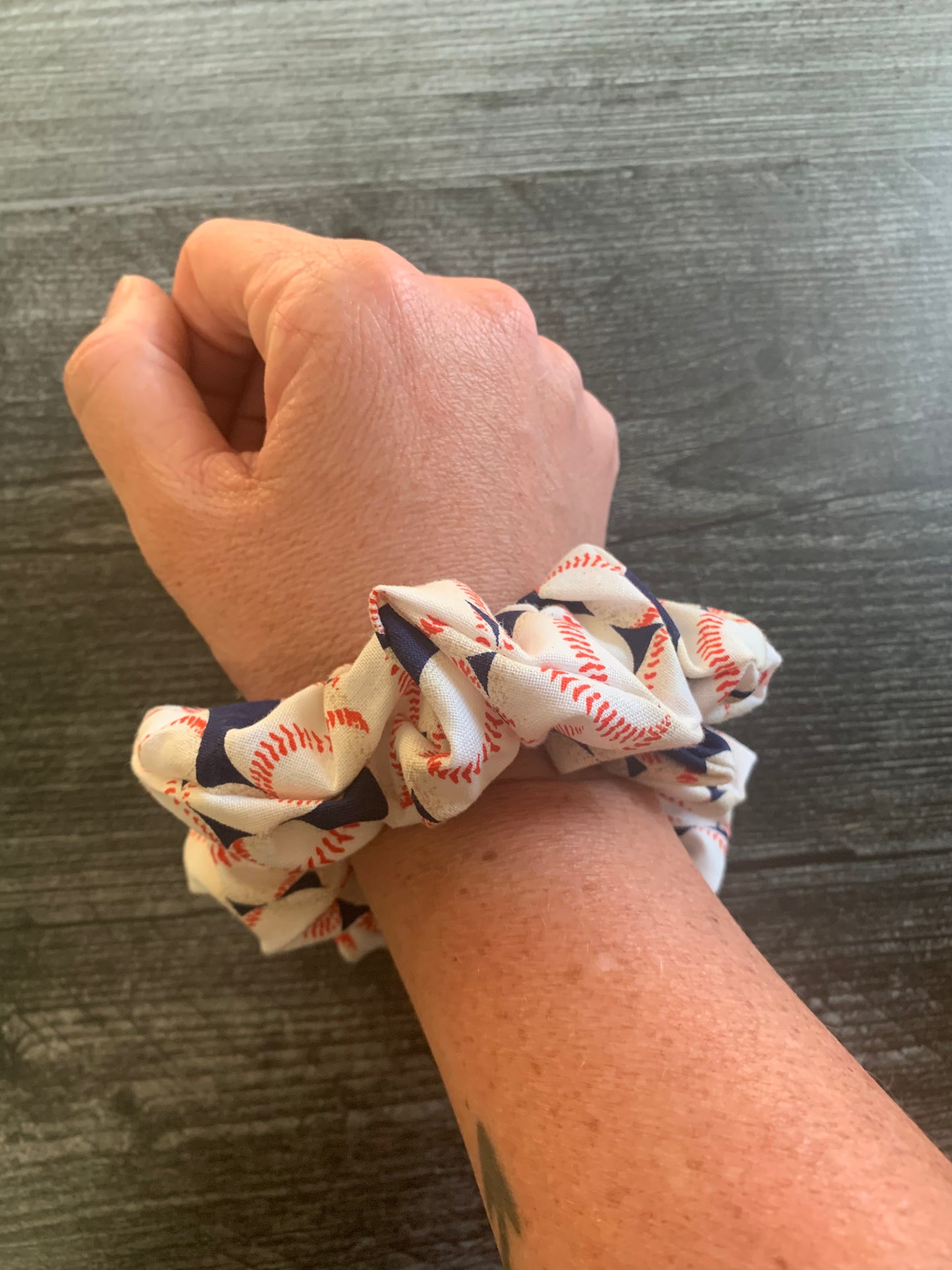 Baseballs on Navy - Cotton Scrunchie