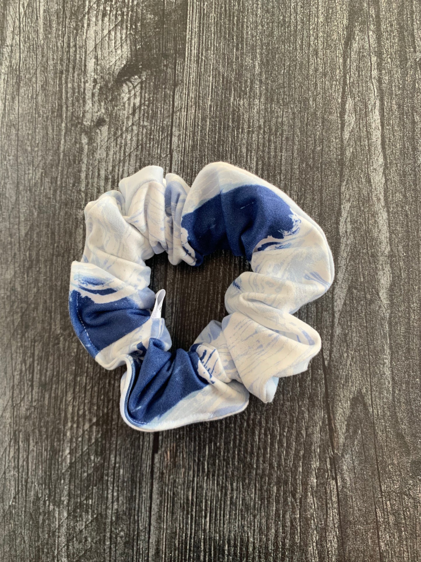 Blue and White Marble - Knit Scrunchie