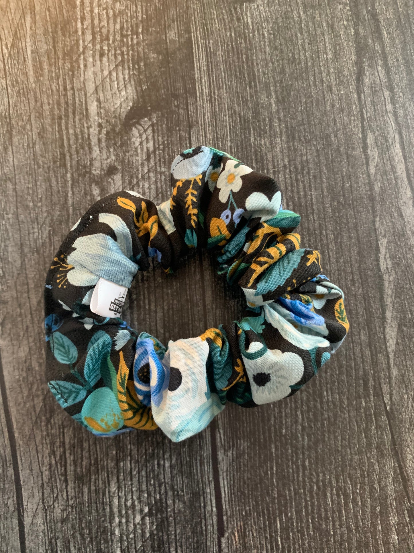 Garden Party Blue - Cotton Scrunchie