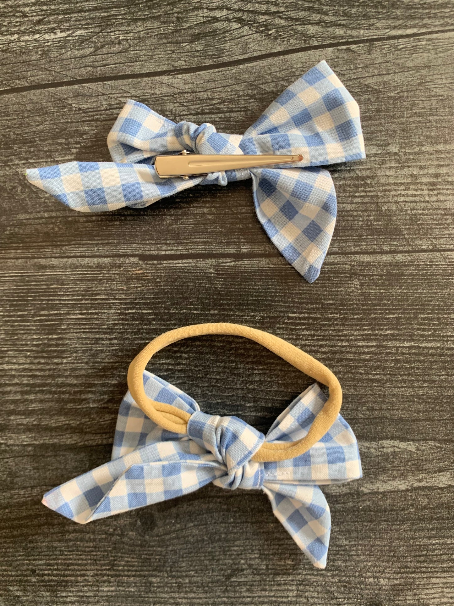 Baby Blue Gingham - Hair Bows