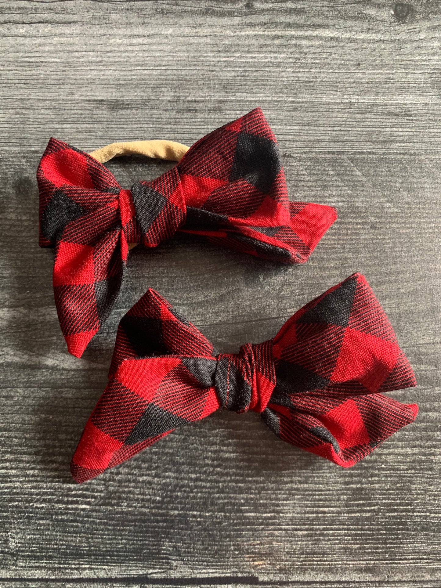 Red and Black Buffalo Check - Hair Bows