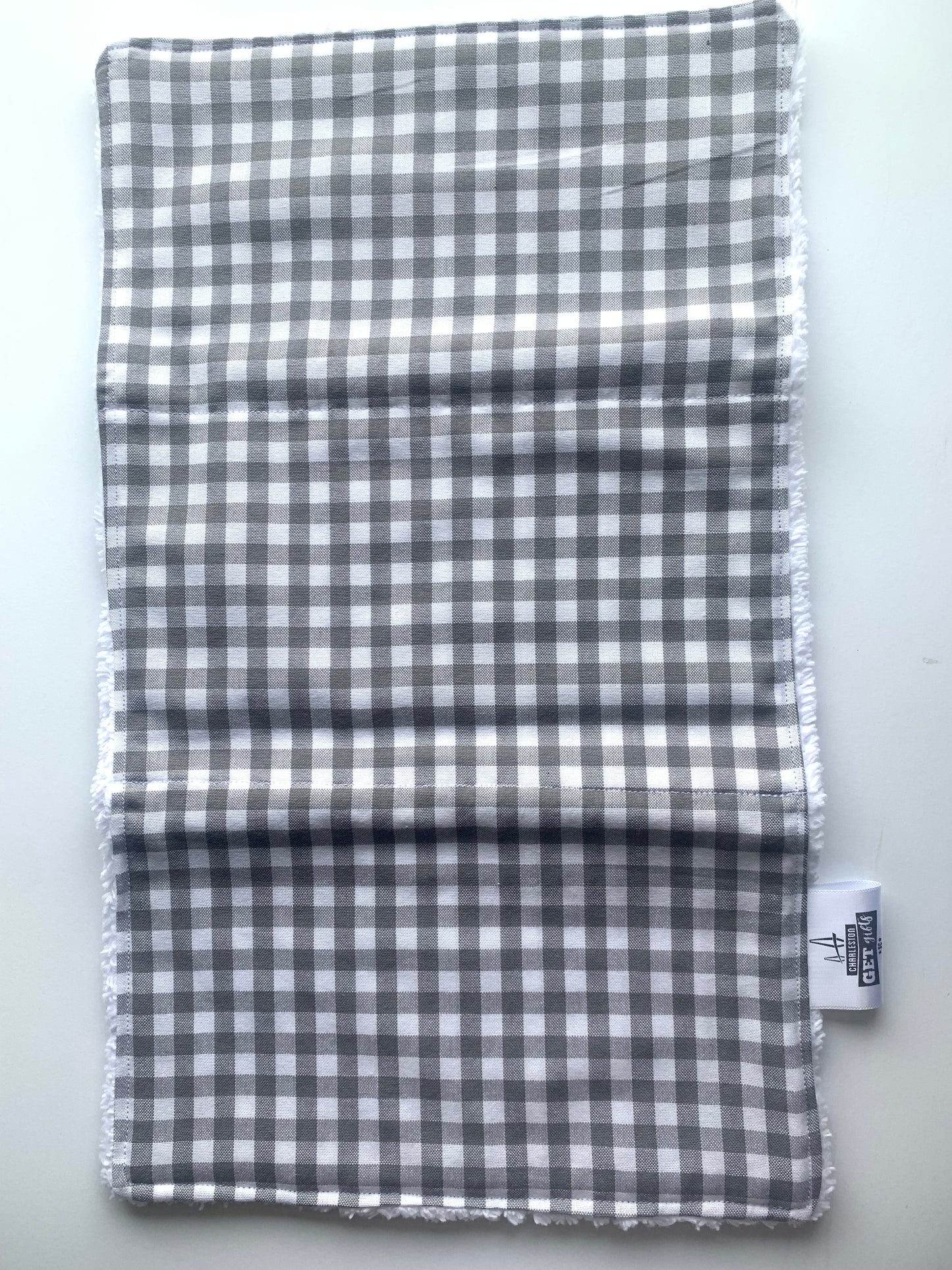 Gingham Light Gray, Baby Blue, and Navy Blue - Burp Cloths Set