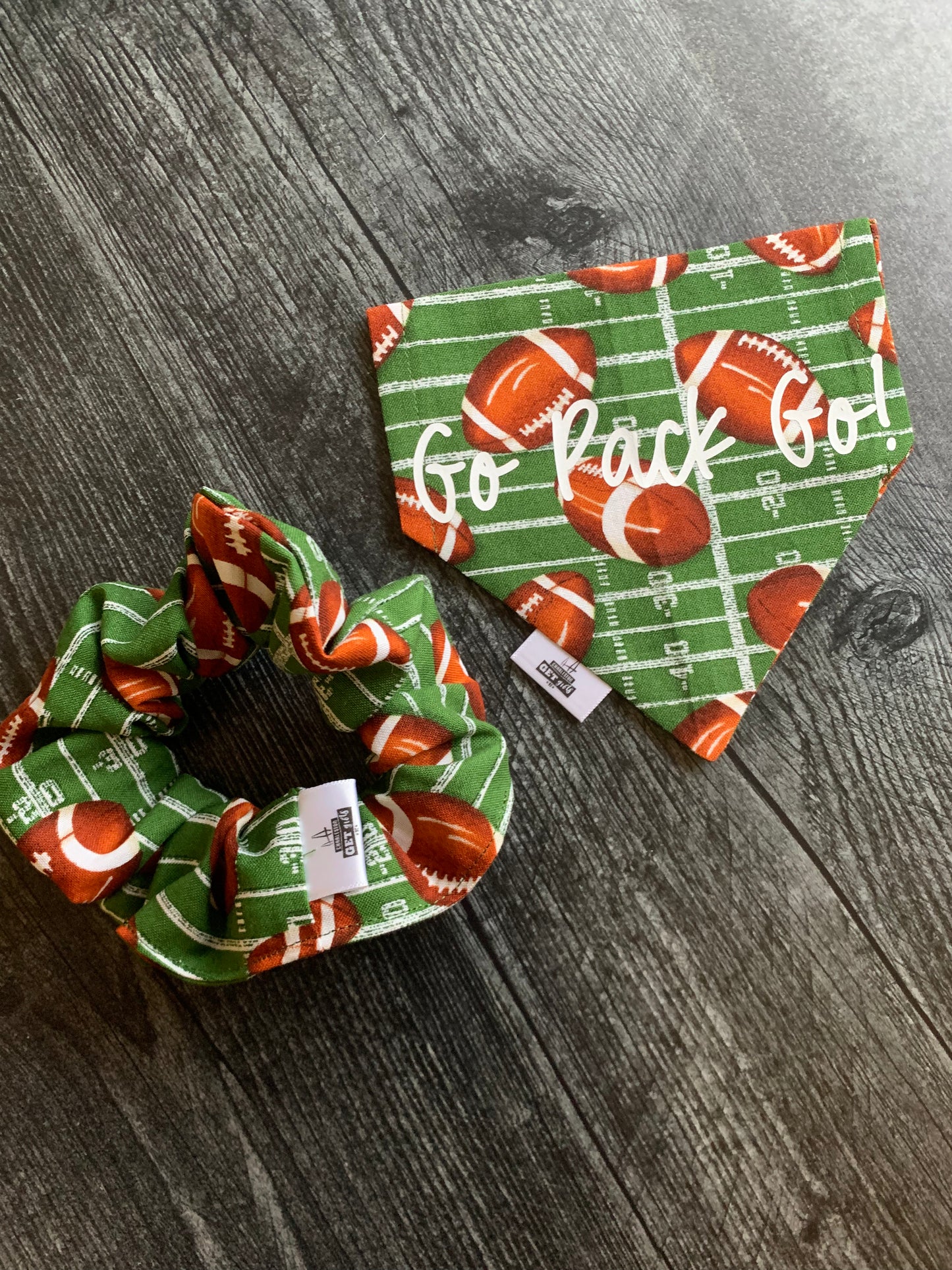 Footballs on Green - Pet Bandana
