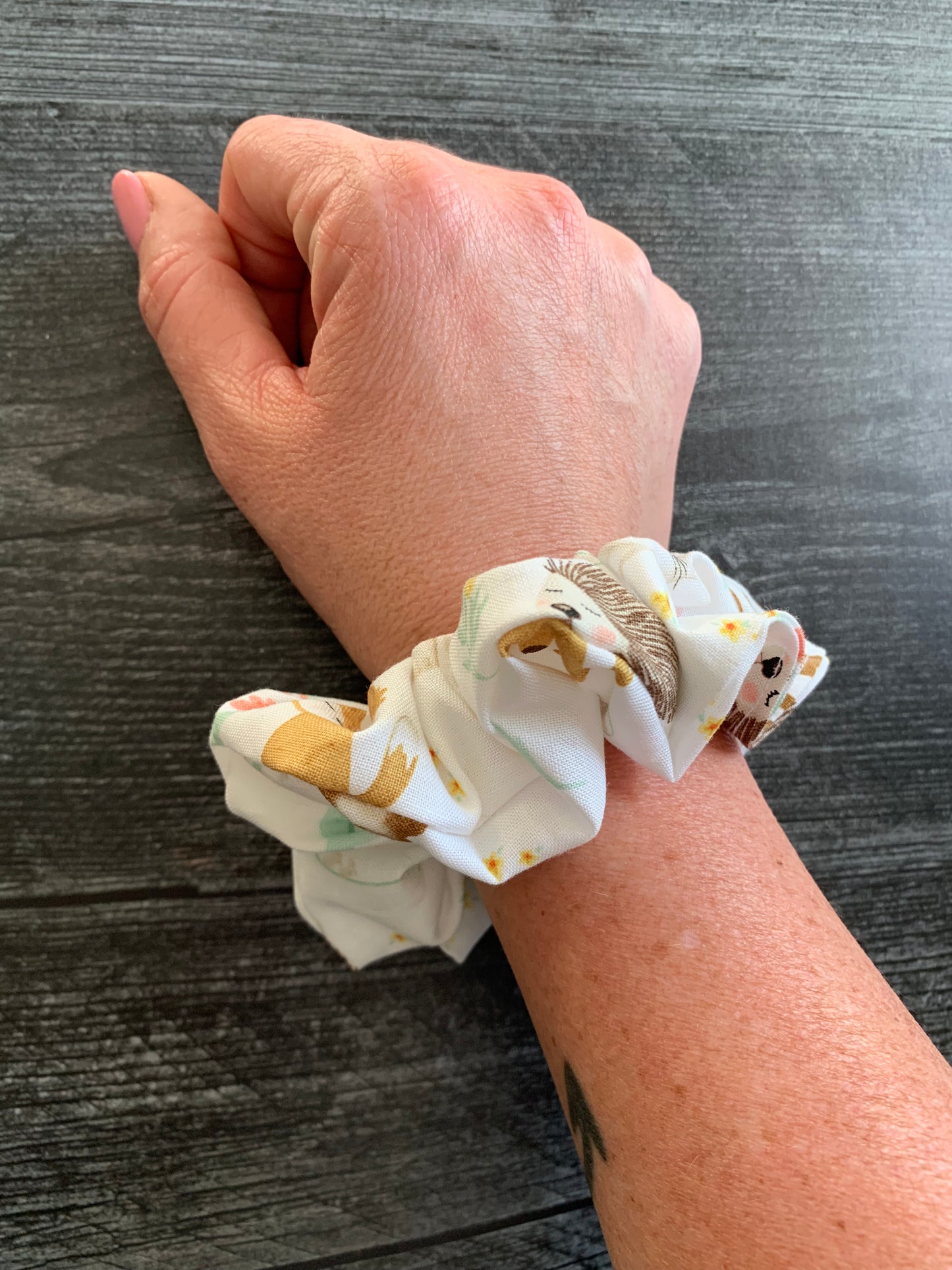 Sleepy Woodland Animals - Cotton Scrunchie