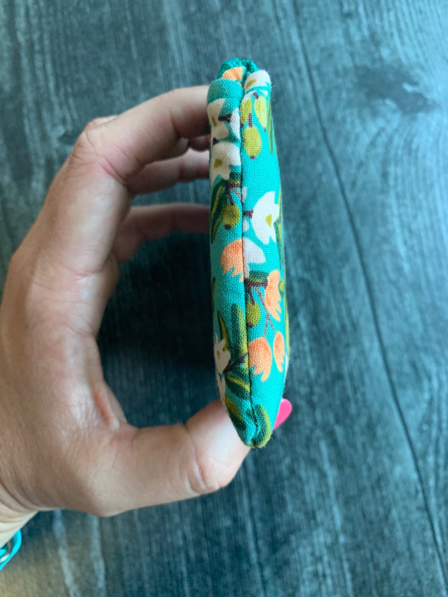 Citrus Floral Teal - Lanyard/Keychain Wallet