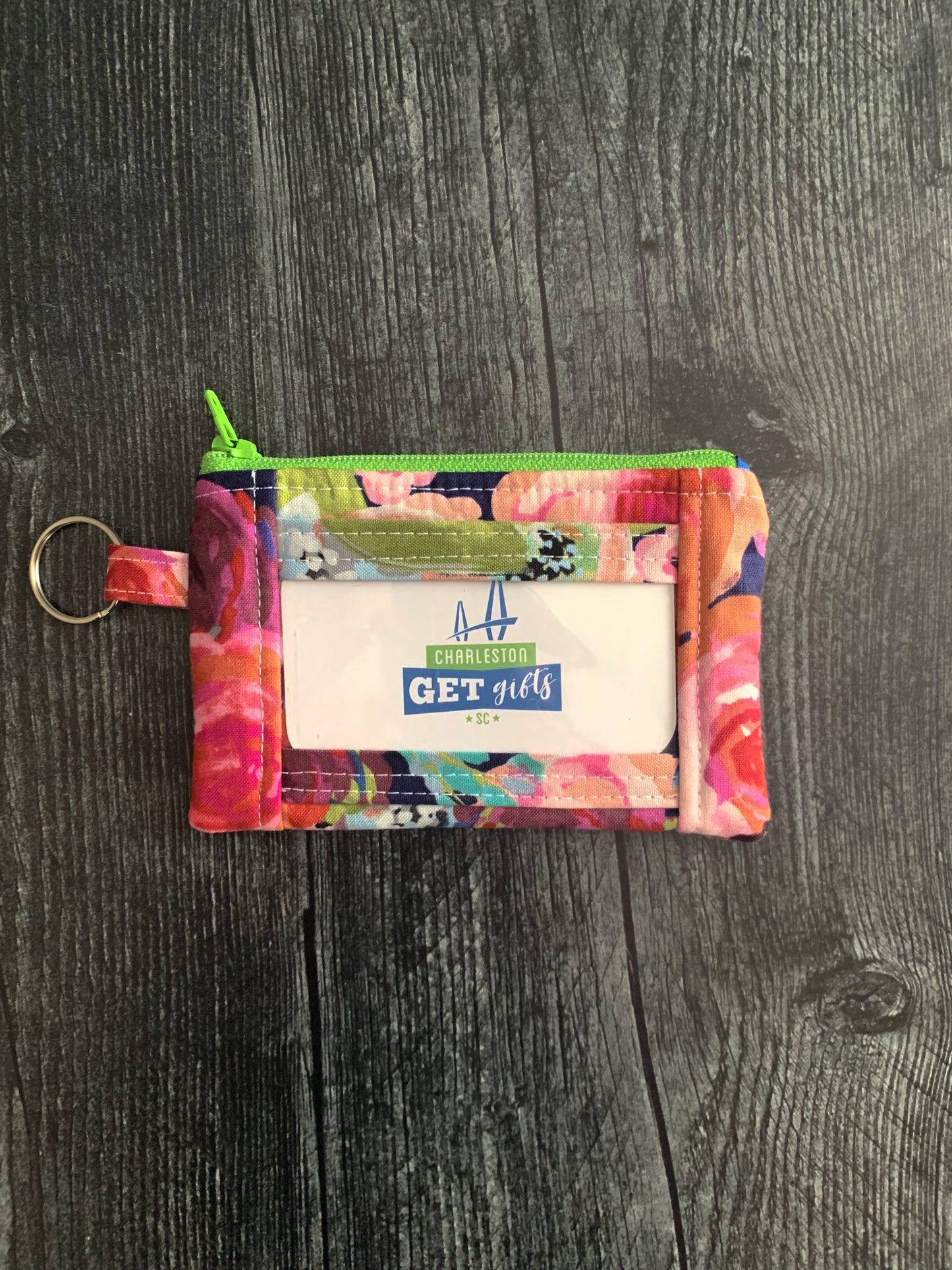 Blissful Blooms in Navy - Lanyard/Keychain Wallet