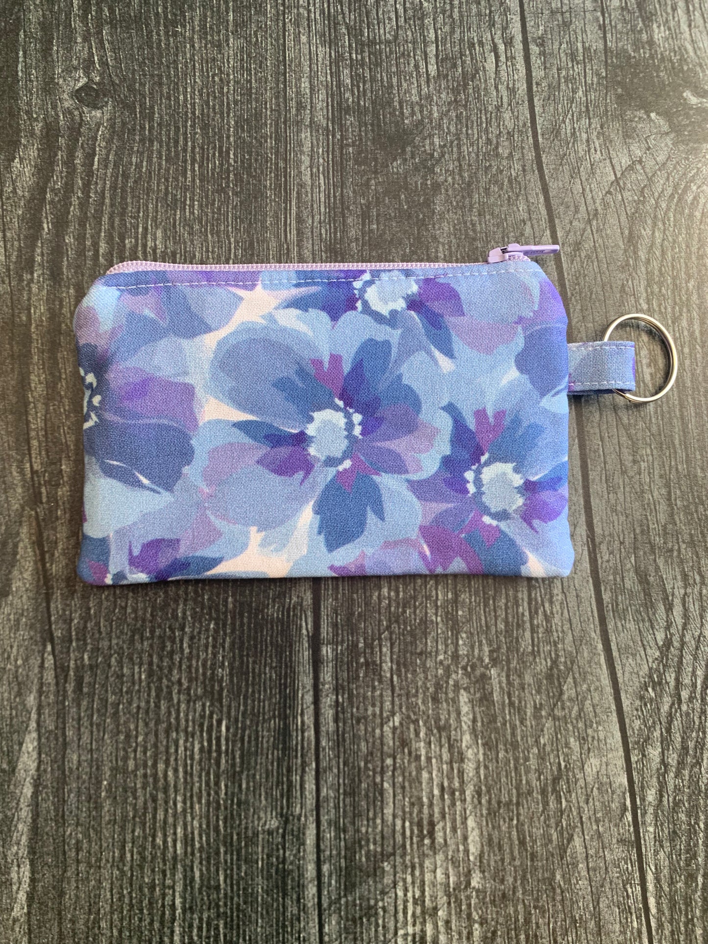 Violet Floral - Lanyard/Keychain Wallet