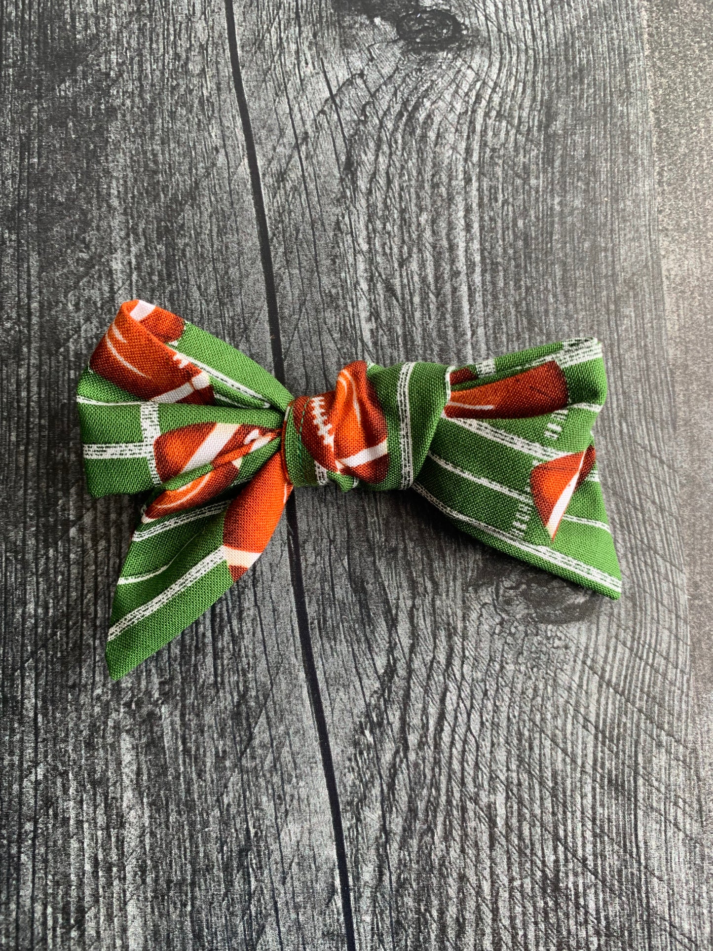 Footballs on Green - Hair Bows