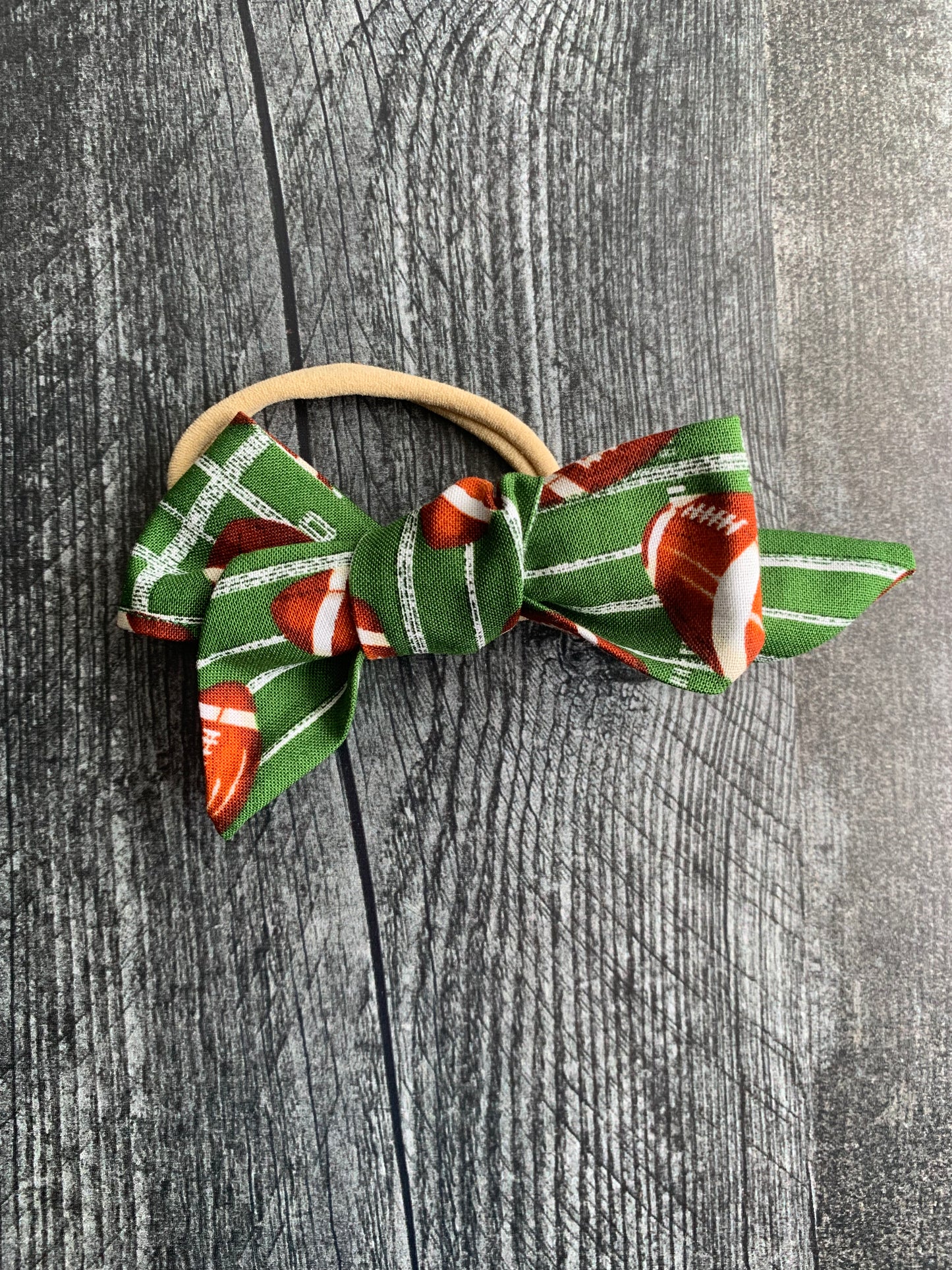 Footballs on Green - Hair Bows