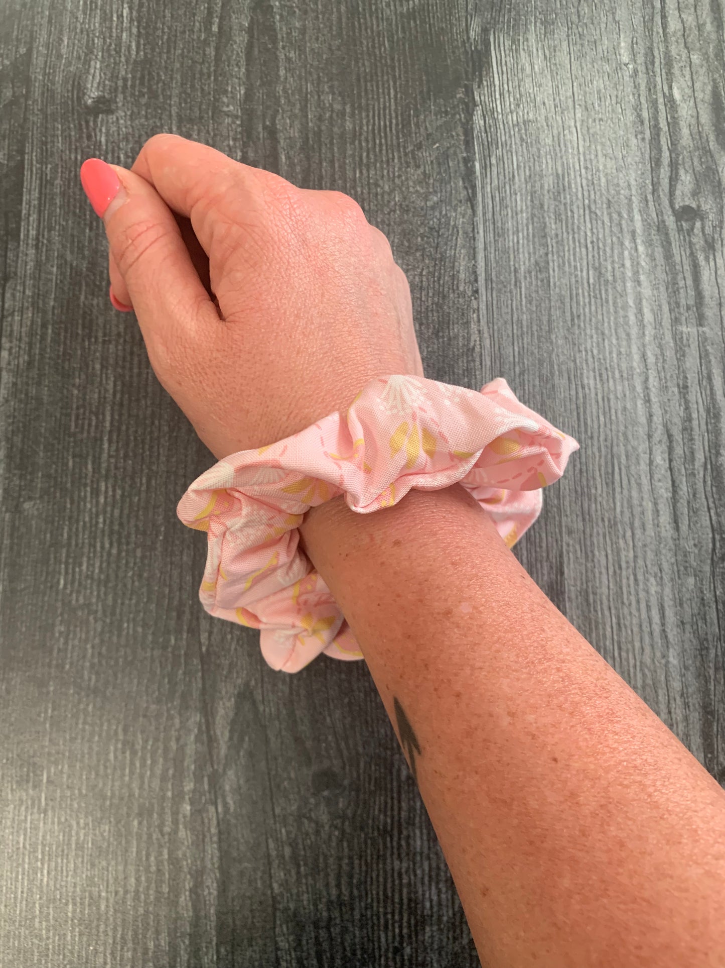 Ganesha Garden in Mystic Pink - Cotton Scrunchie