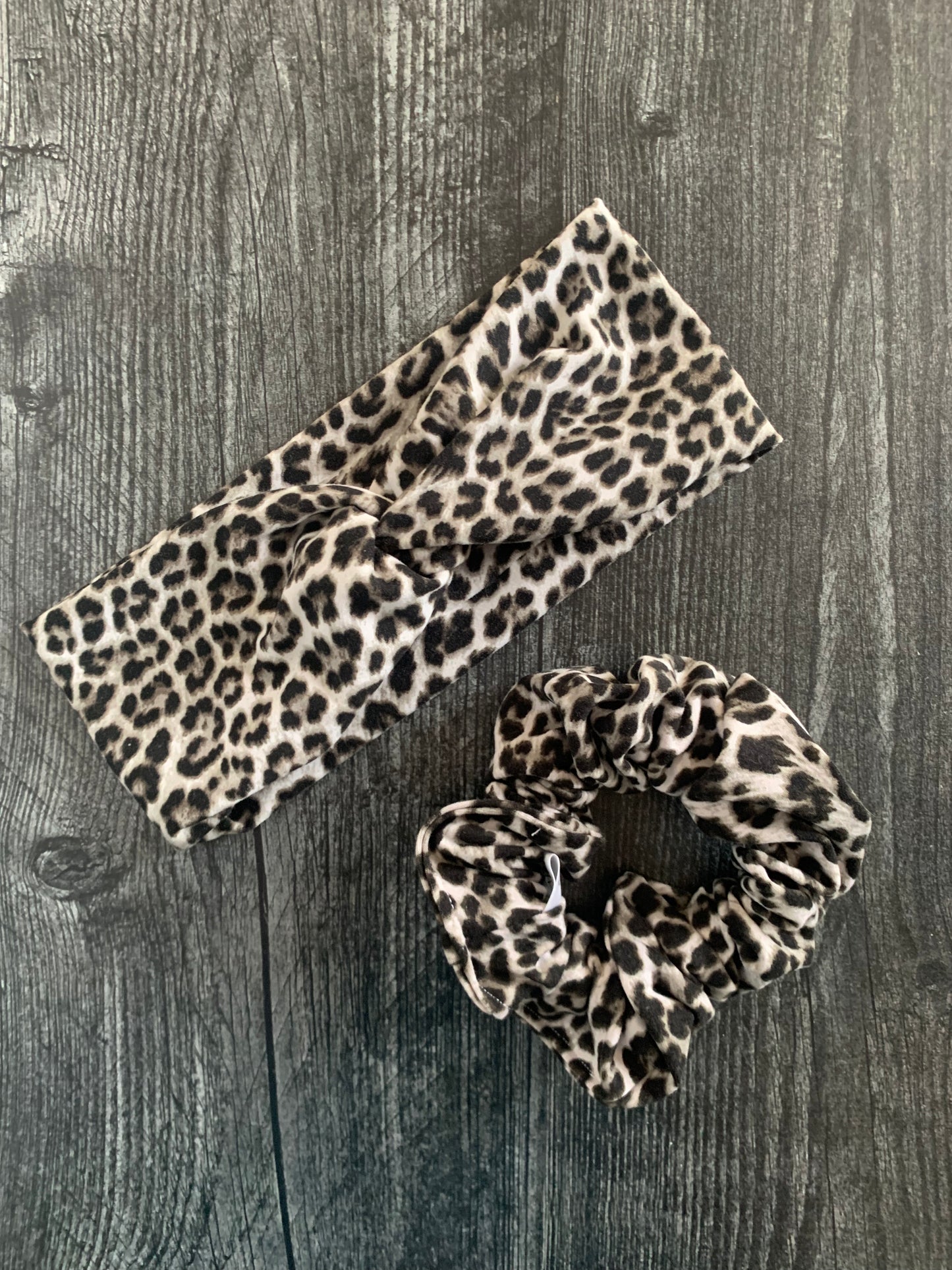 Gray Animal Print - Knit Scrunchie