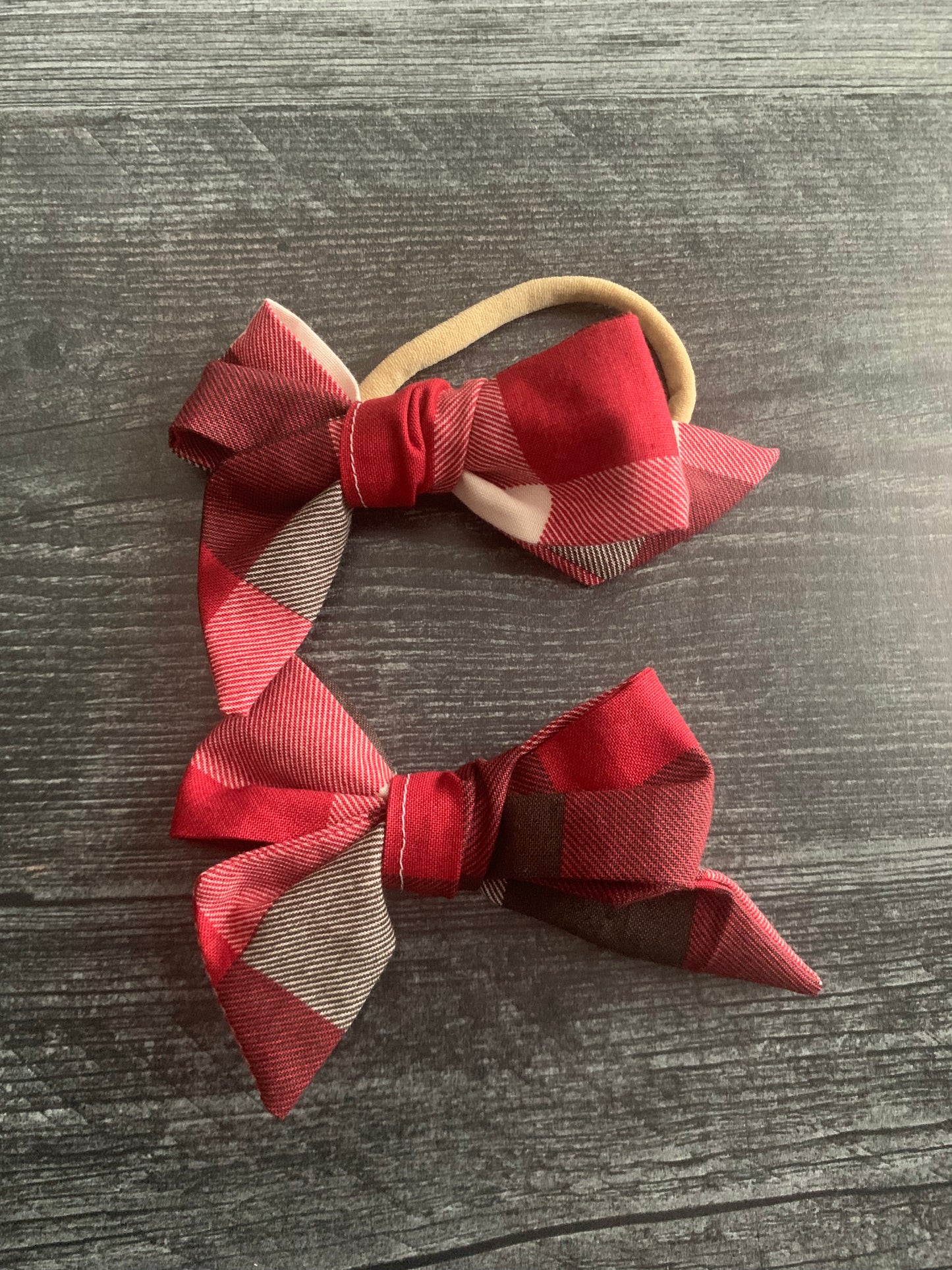 Red, Black, and White Check - Hair Bows