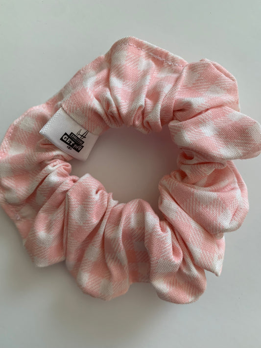 Pink Gingham - Cotton Scrunchie