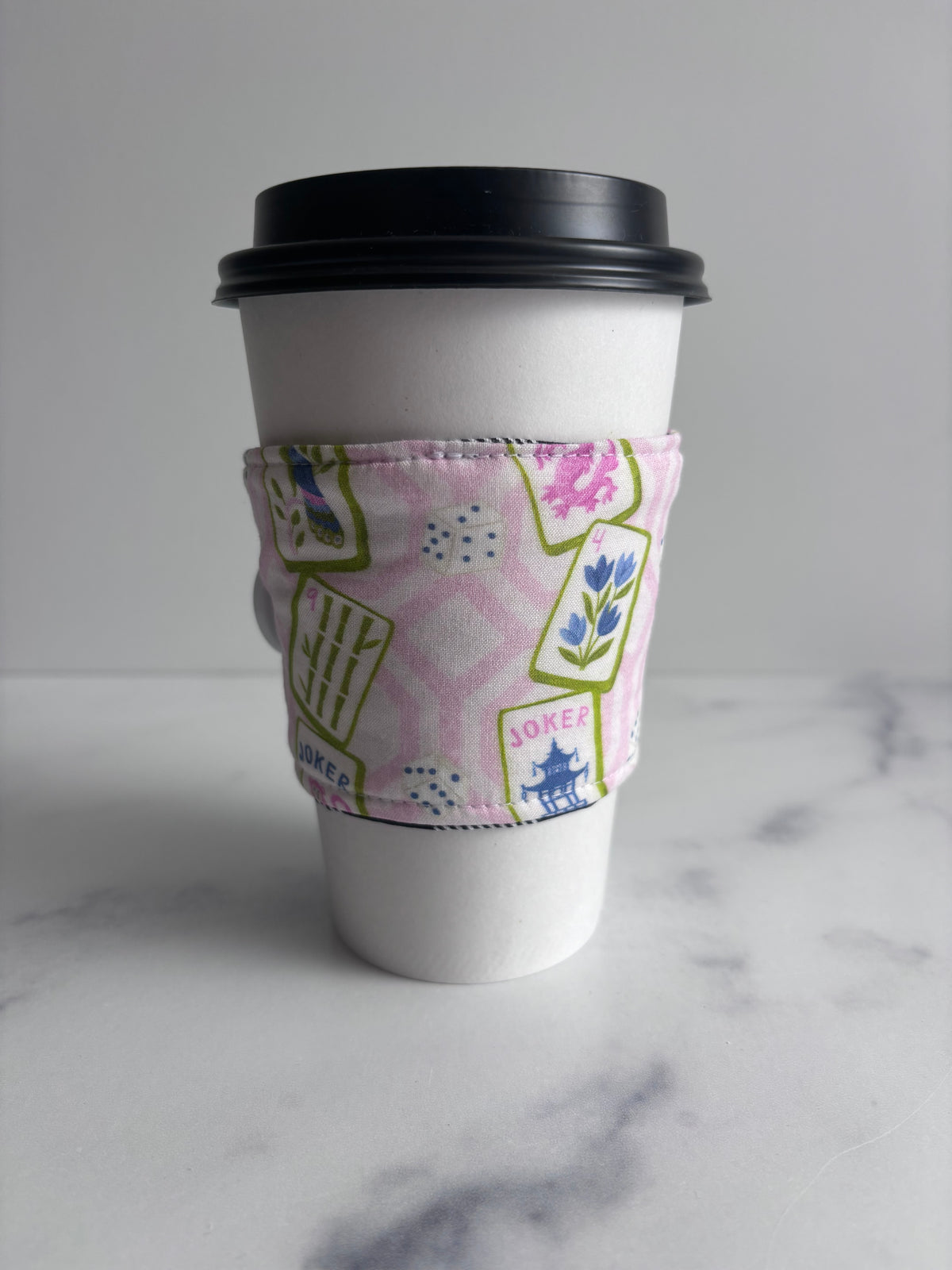 Mah Jongg in Pink - Reusable Coffee Sleeve