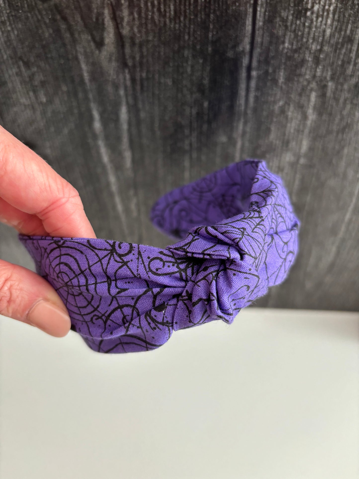 Spiderwebs on Purple  - Knotted Headband