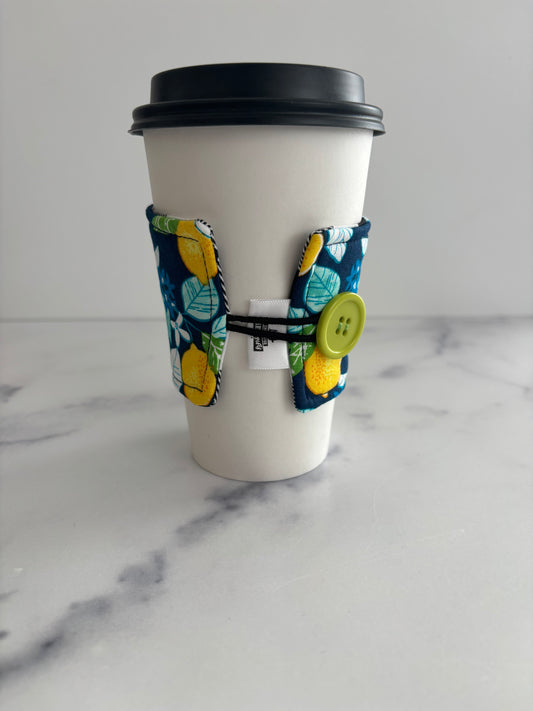 Lemons on Blue - Reusable Coffee Sleeve