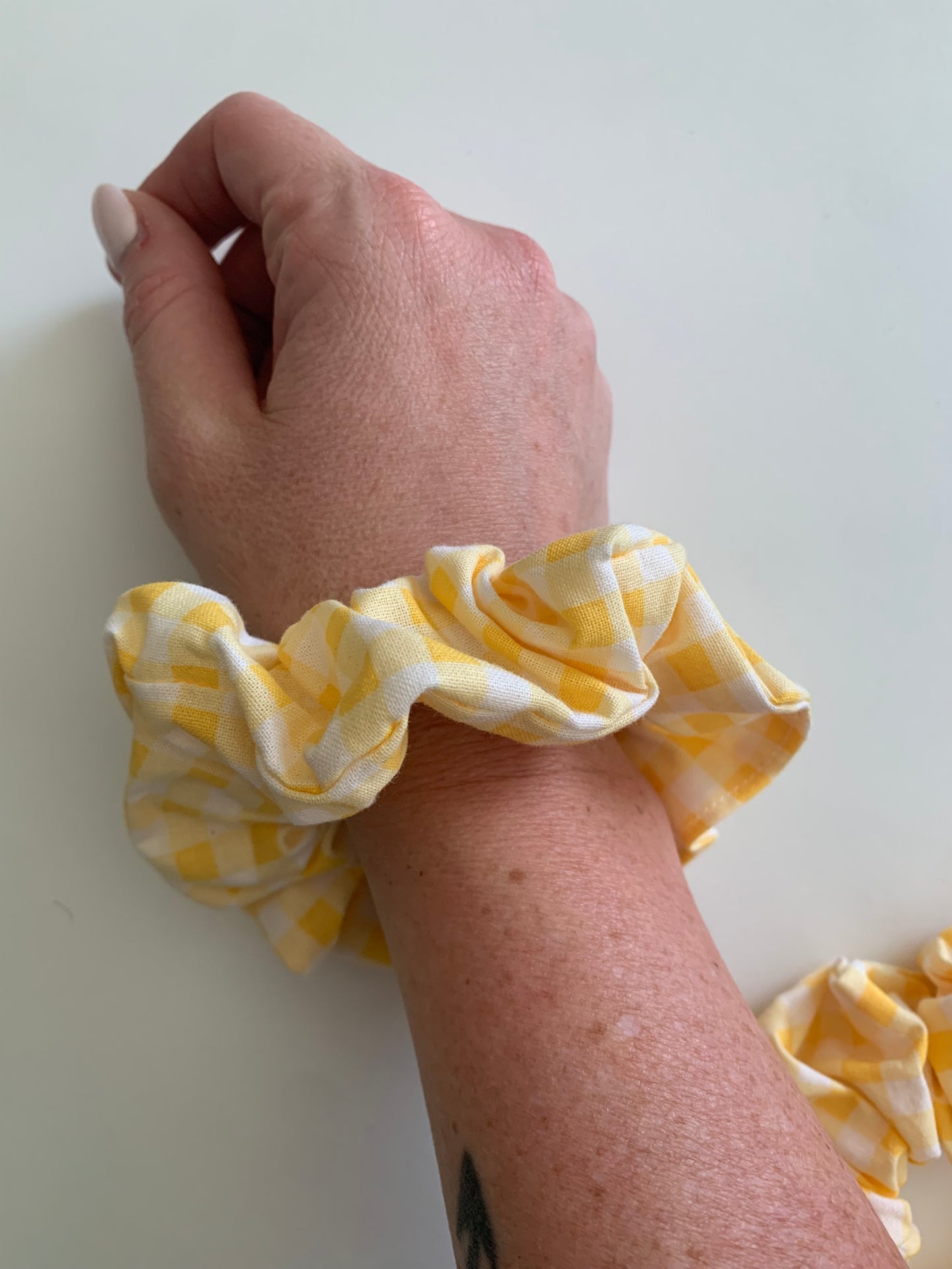 Yellow Gingham - Cotton Scrunchie