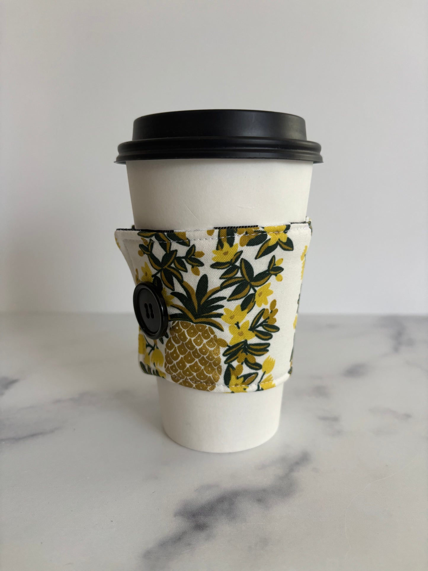 Sparkly Gold Pineapples - Reusable Coffee Sleeve