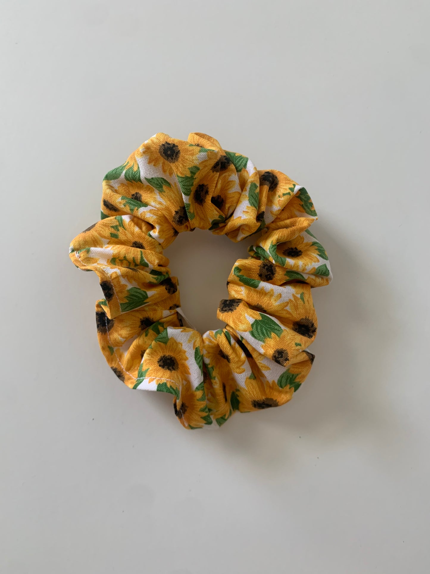 Sunflowers on White - Cotton Scrunchie