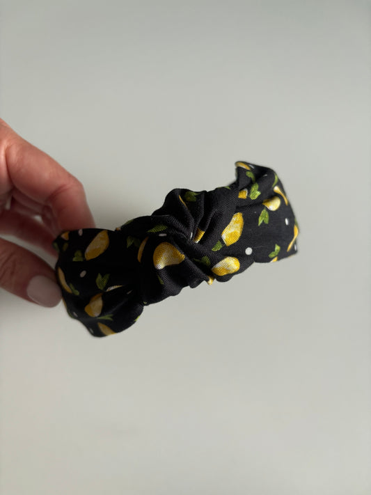 FINAL STOCK: Lemons on Black - Knotted Headband