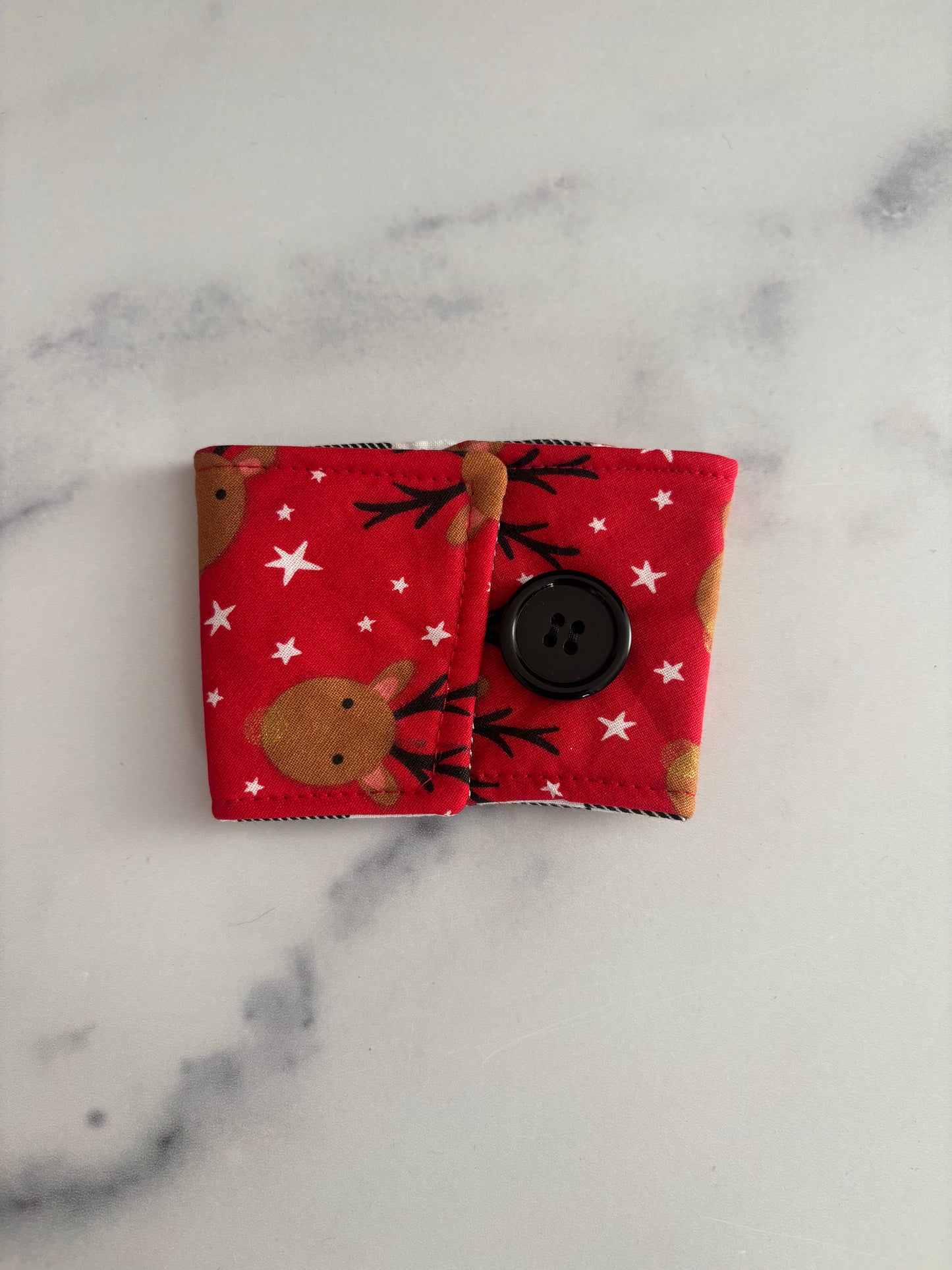 Reindeer on Red - Reusable Coffee Sleeve